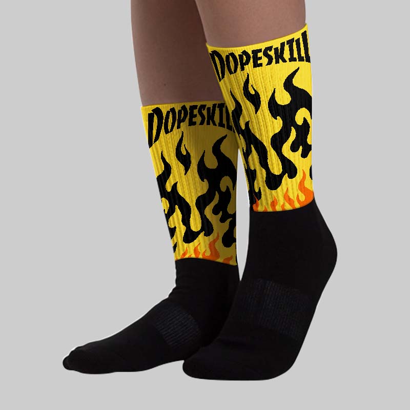 Black Tour Yellow AJ 4 Thunder superstreetwear Sublimated Socks FIRE Graphic