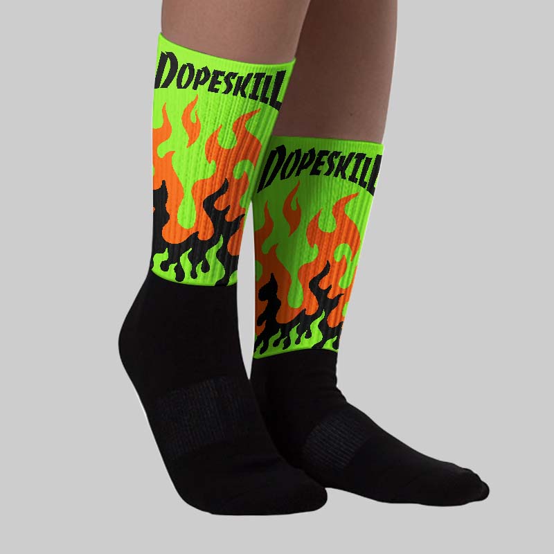 Neon Green Collection superstreetwear Sublimated Socks FIRE Graphic
