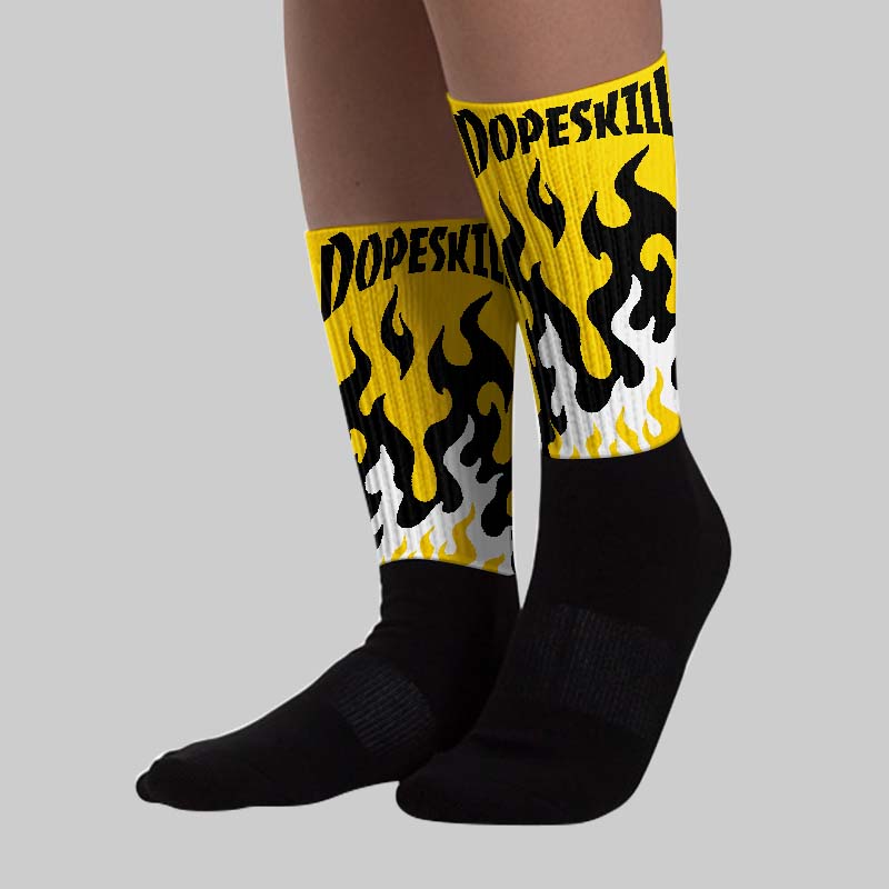 Yellow Ochre 6s superstreetwear Sublimated Socks FIRE Graphic