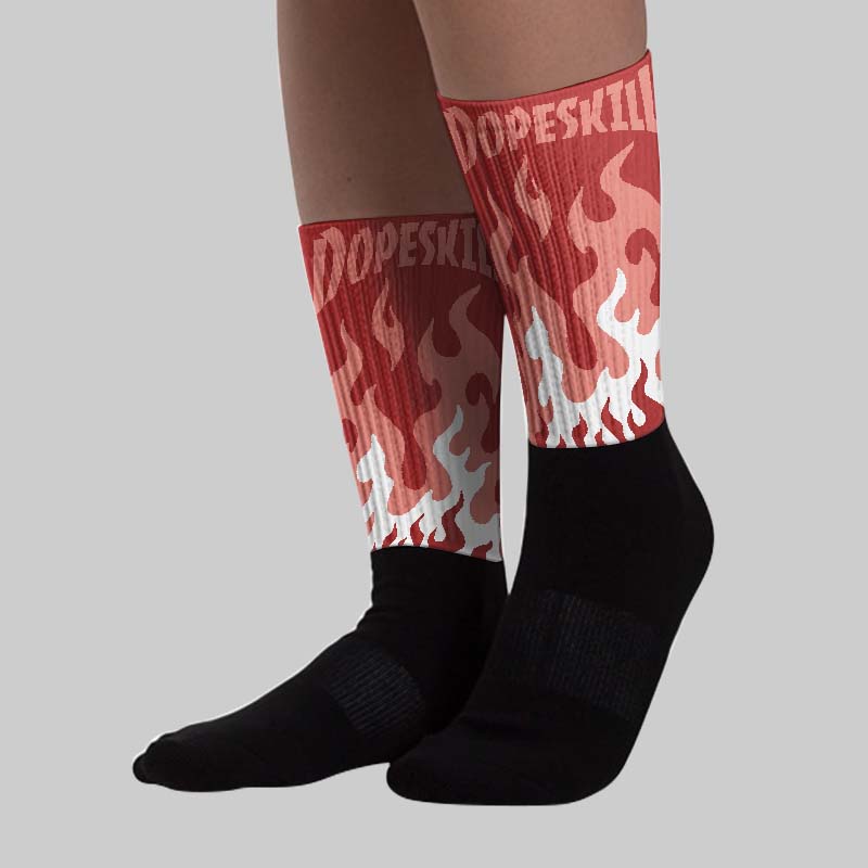 Dune Red 13s superstreetwear Sublimated Socks FIRE Graphic