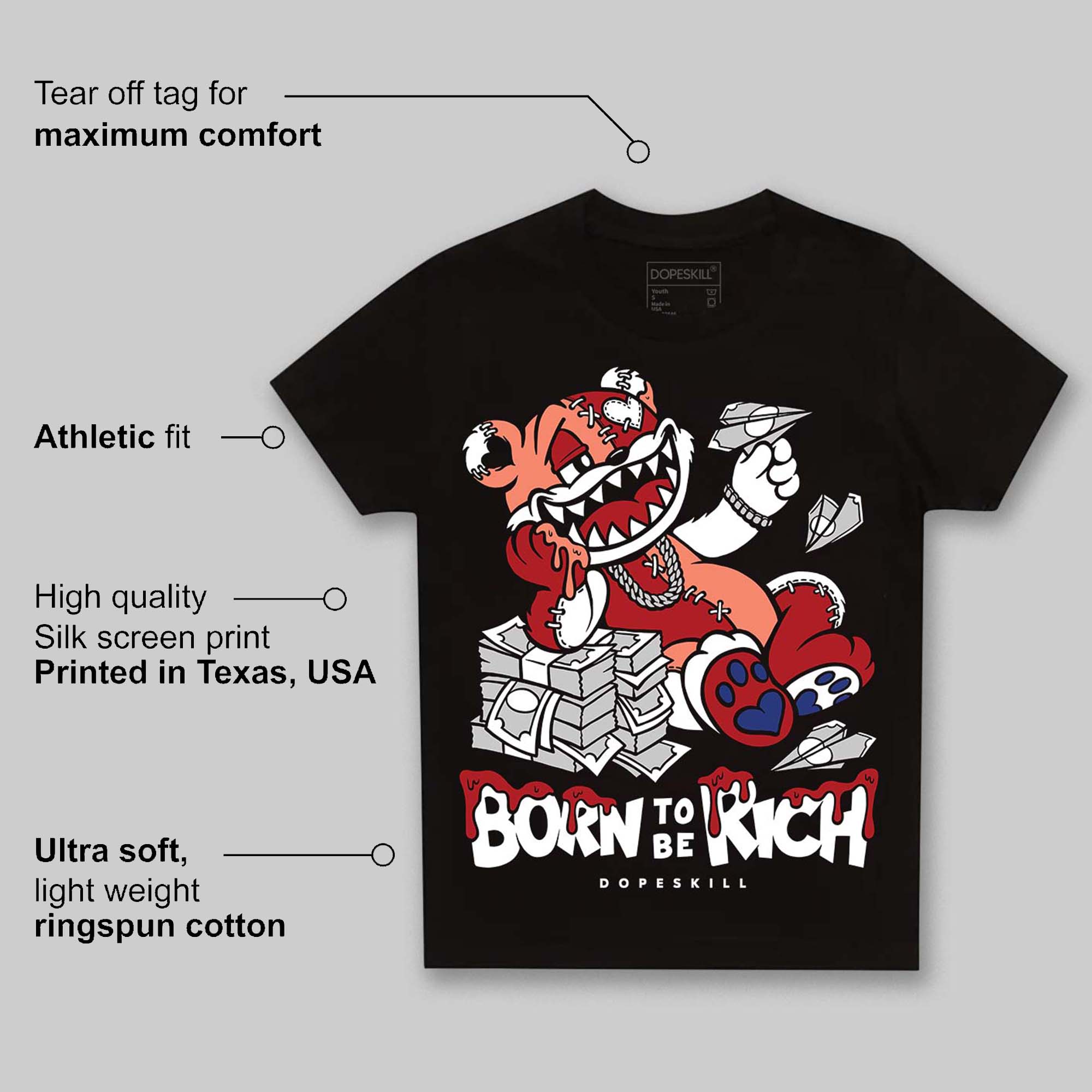 Rare Air Cinnabar 1s superstreetwear Toddler Kids T-shirt Born To Be Rich Graphic