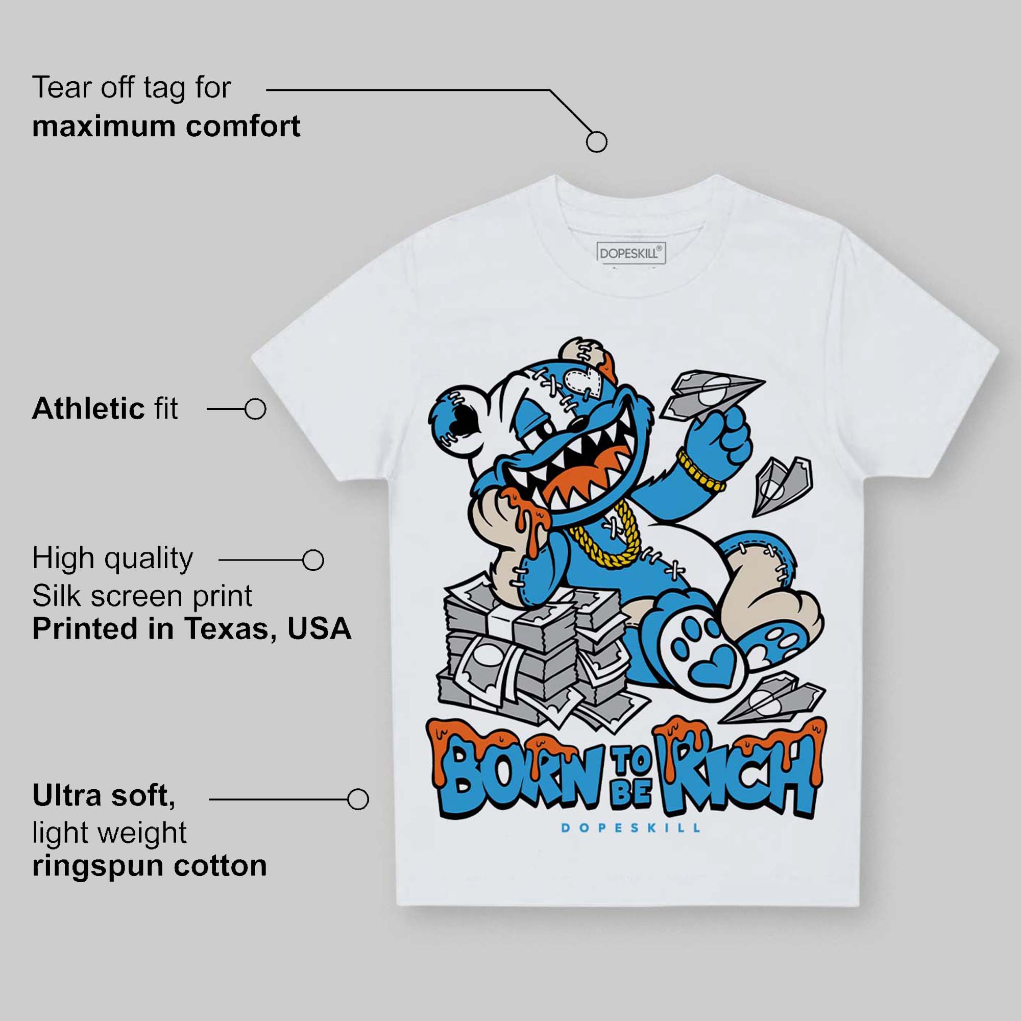 UNC Reimagined 1s superstreetwear Toddler Kids T-shirt Born To Be Rich Graphic