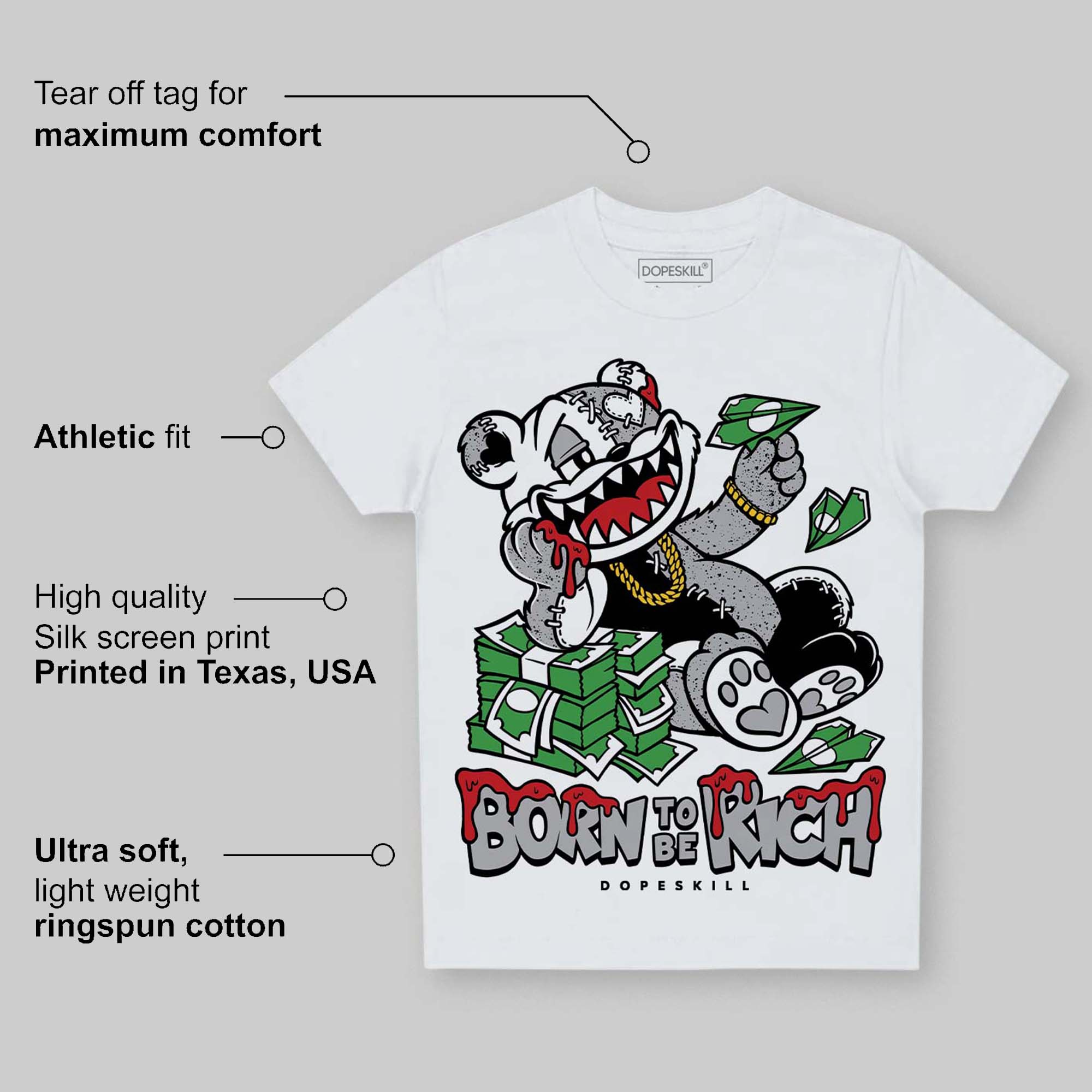 White Cement 4s superstreetwear Toddler Kids T-shirt Born To Be Rich Graphic