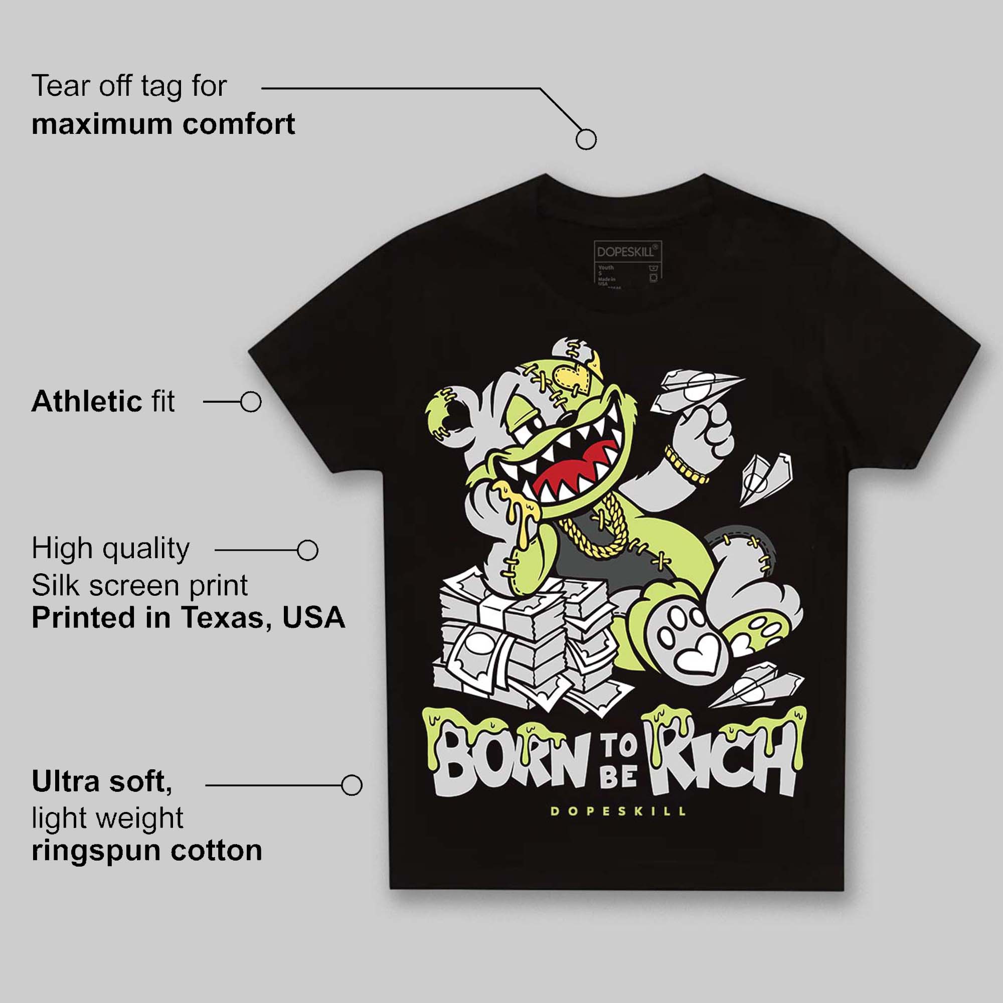 Light Lemon Twist 4s superstreetwear Toddler Kids T-shirt Born To Be Rich Graphic