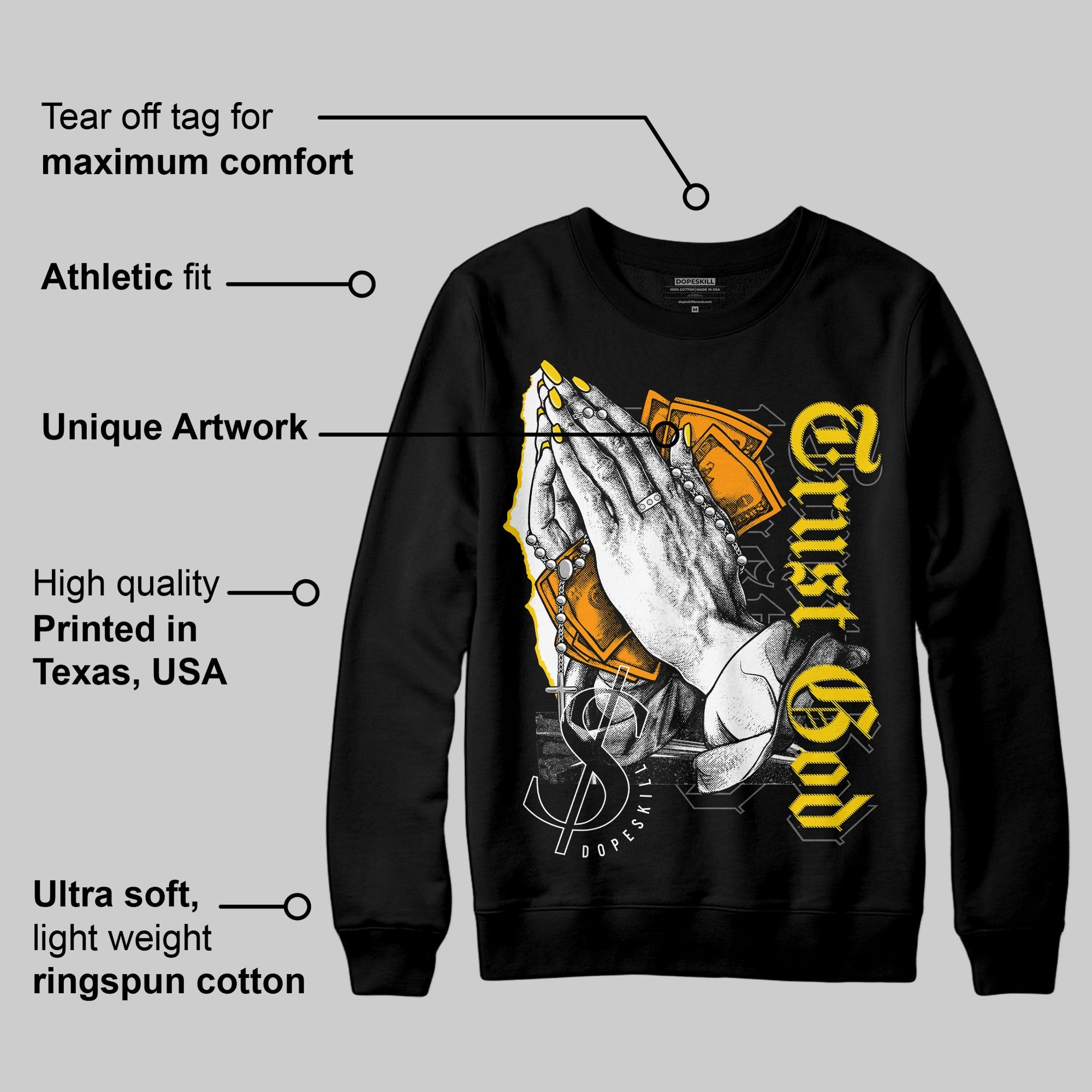 Yellow Ochre 6s superstreetwear Sweatshirt Trust God Graphic