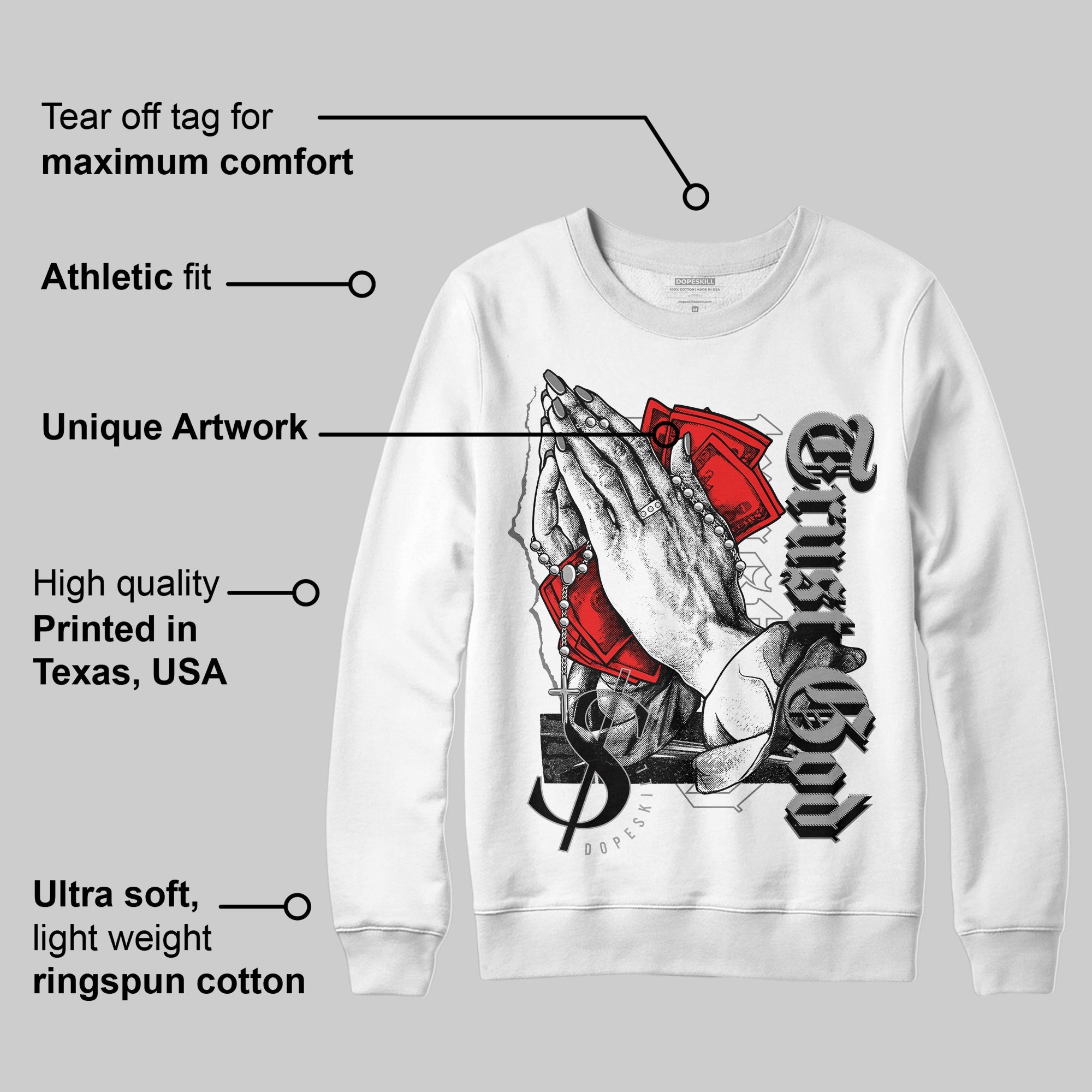 Grey Collection superstreetwear Sweatshirt Trust God Graphic