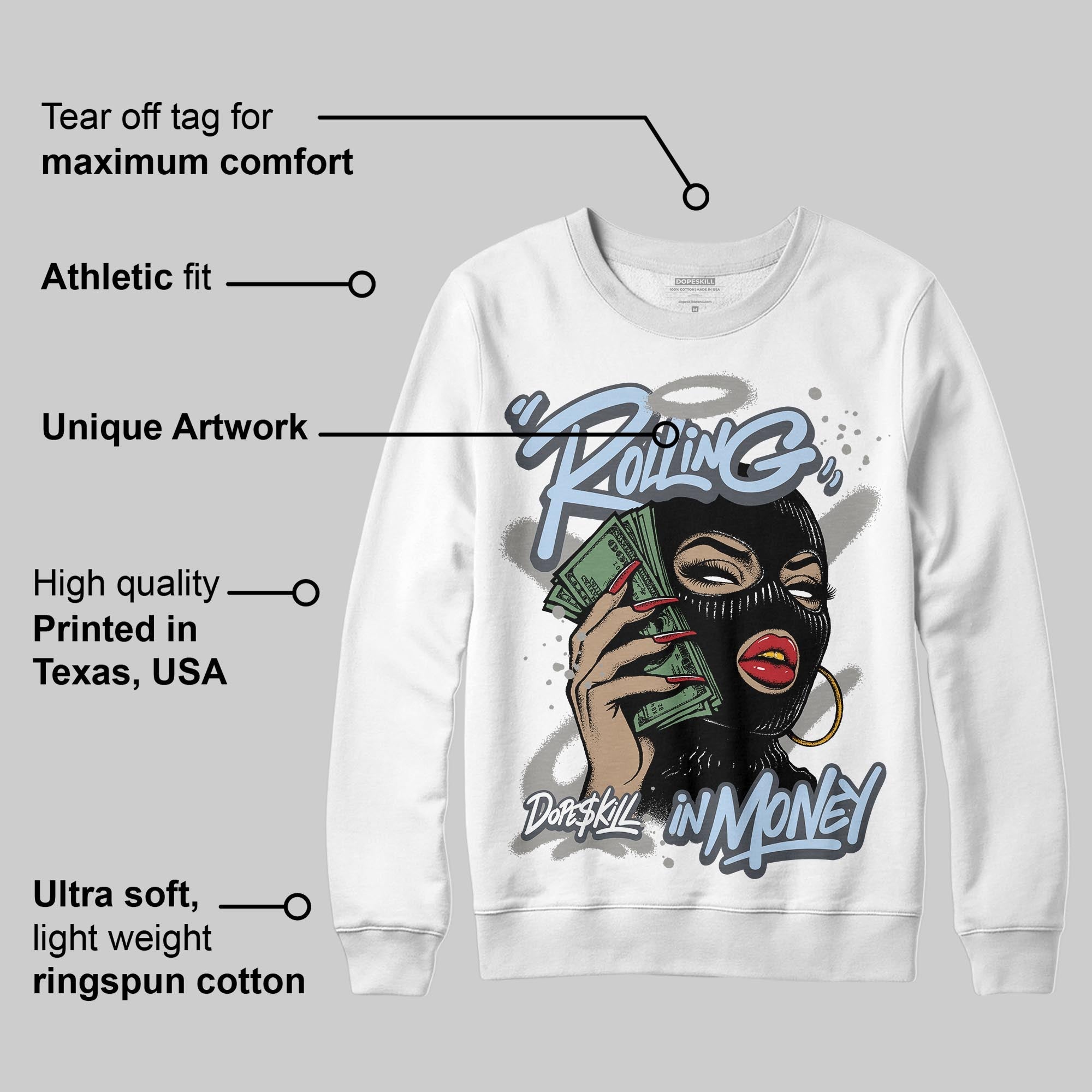 Cool Grey 11s superstreetwear Sweatshirt Rolling in Money Graphic