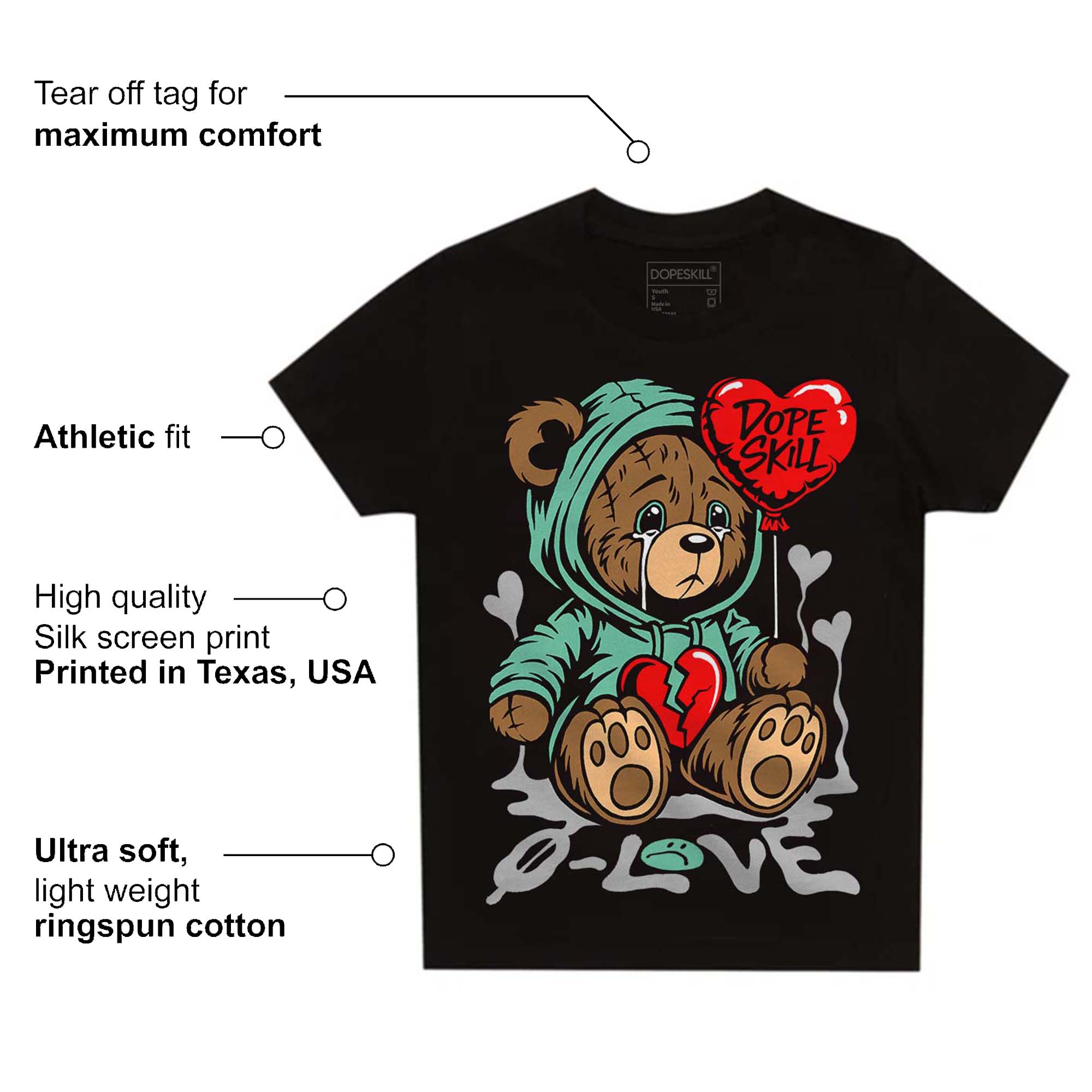 Green Glow 3s superstreetwear Toddler Kids T-shirt Broken Bear Graphic