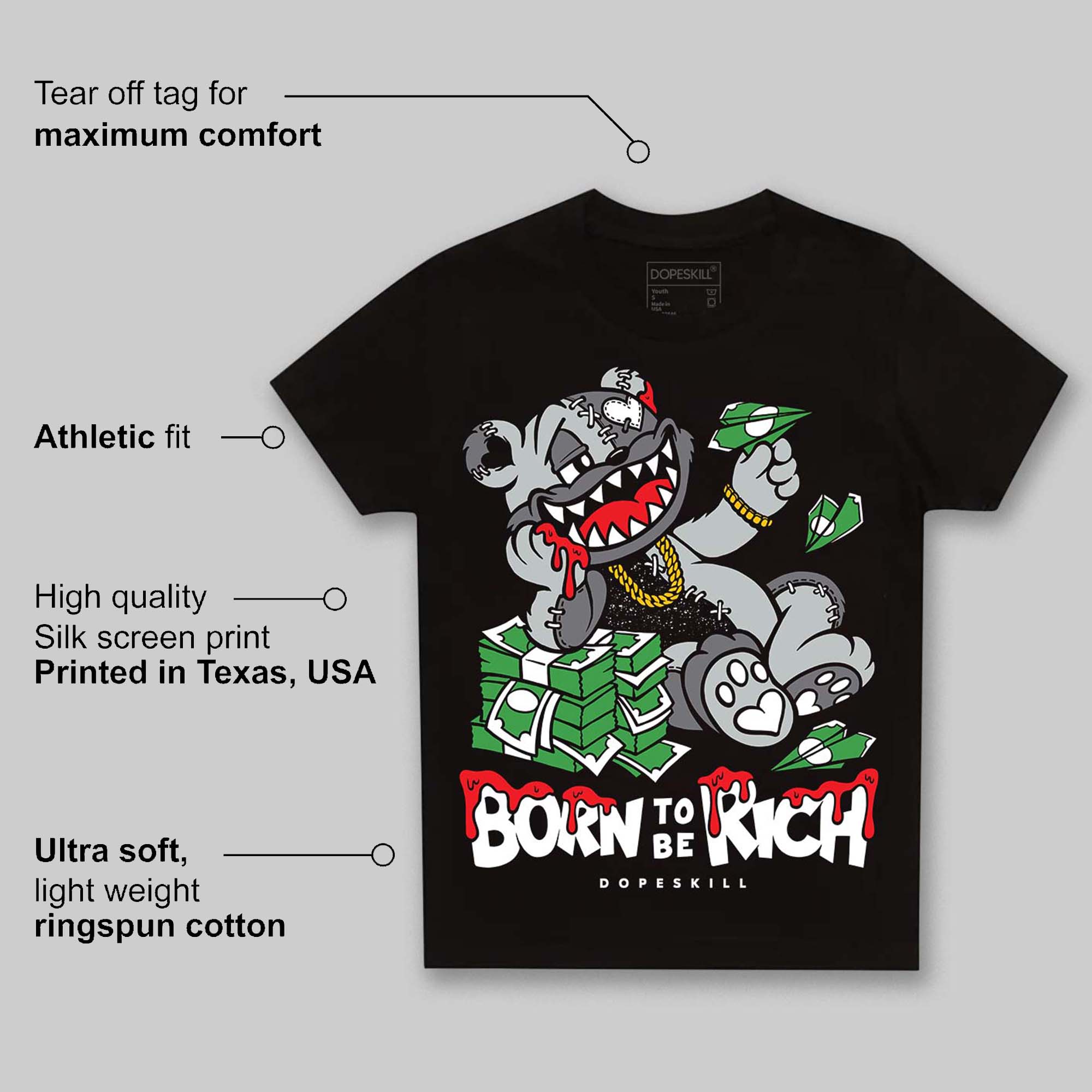 Fear 4s superstreetwear Toddler Kids T-shirt Born To Be Rich Graphic