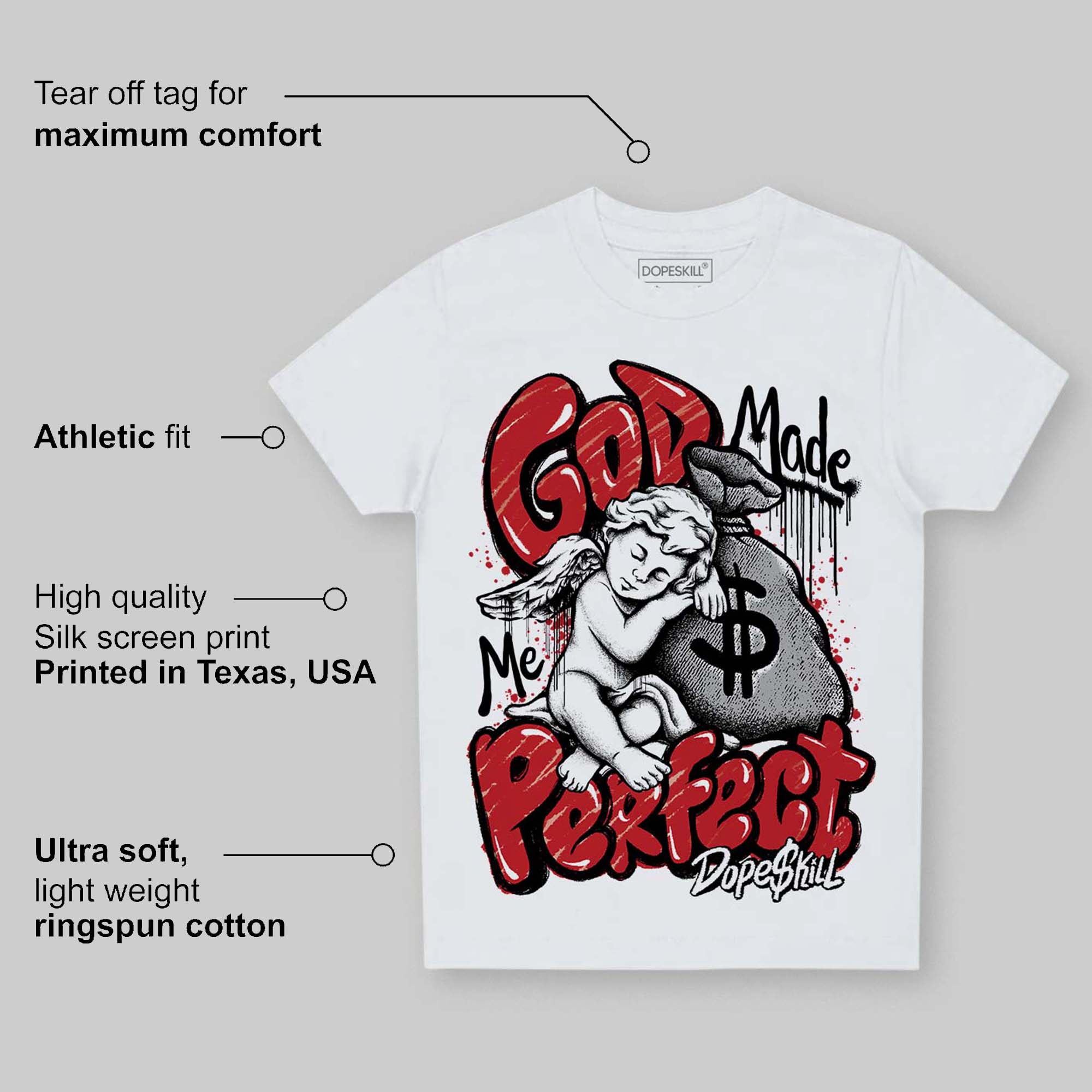 Bred 11s superstreetwear Toddler Kids T-shirt God Made Me Perfect Graphic