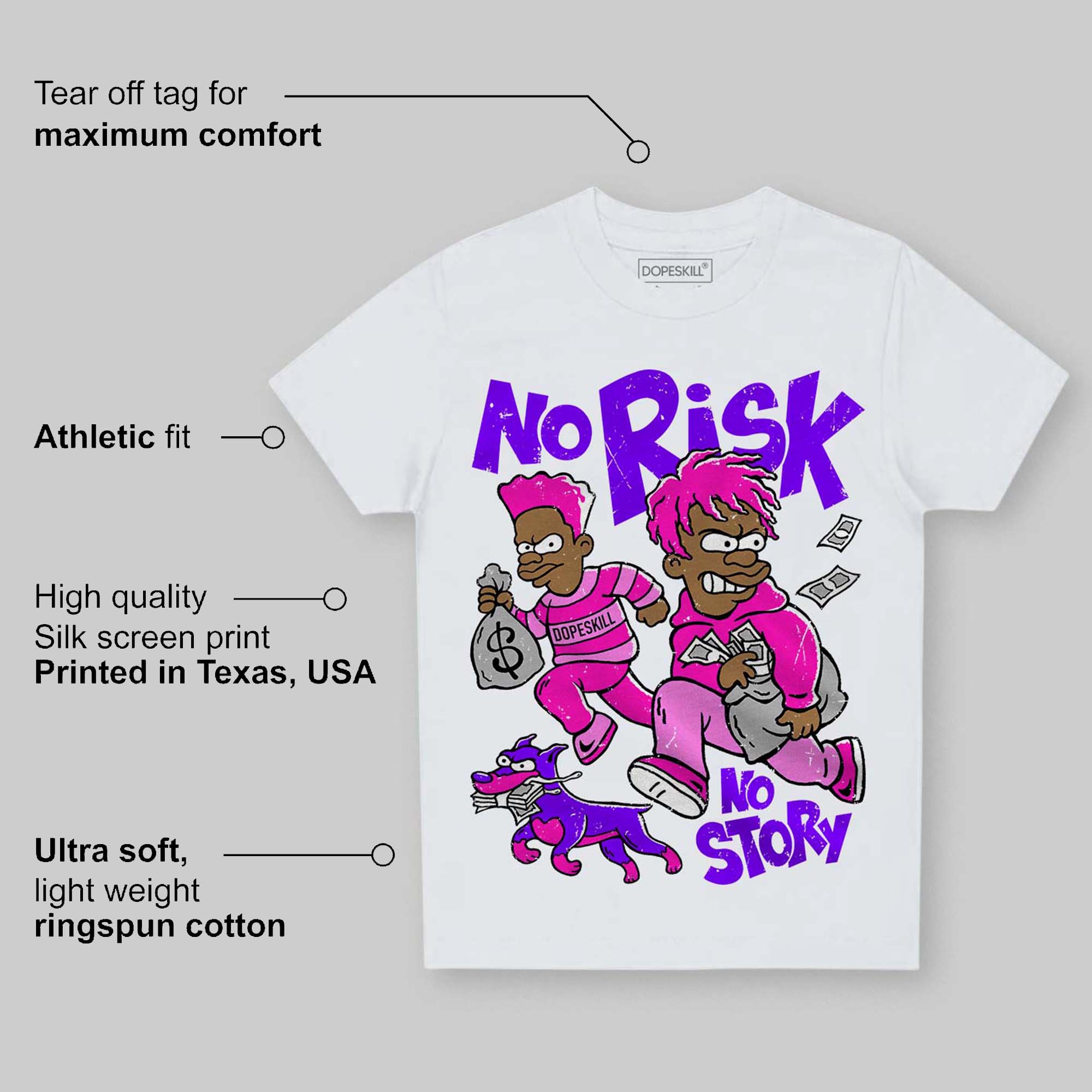 Dunk Active Fuchsia superstreetwear Toddler Kids T-shirt No Risk No Story Graphic
