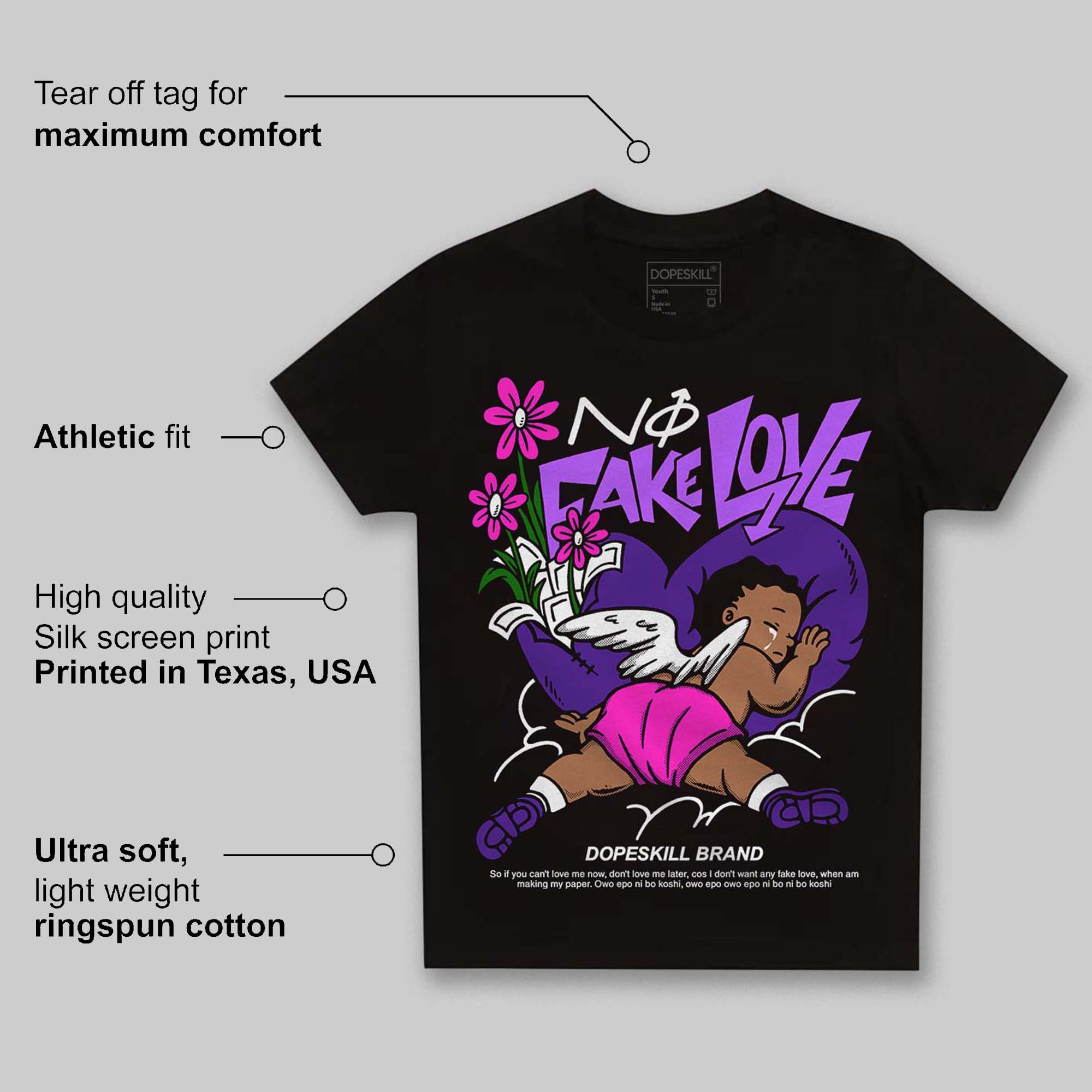 PURPLE Collection superstreetwear Toddler Kids T-shirt No Fake Love Graphic