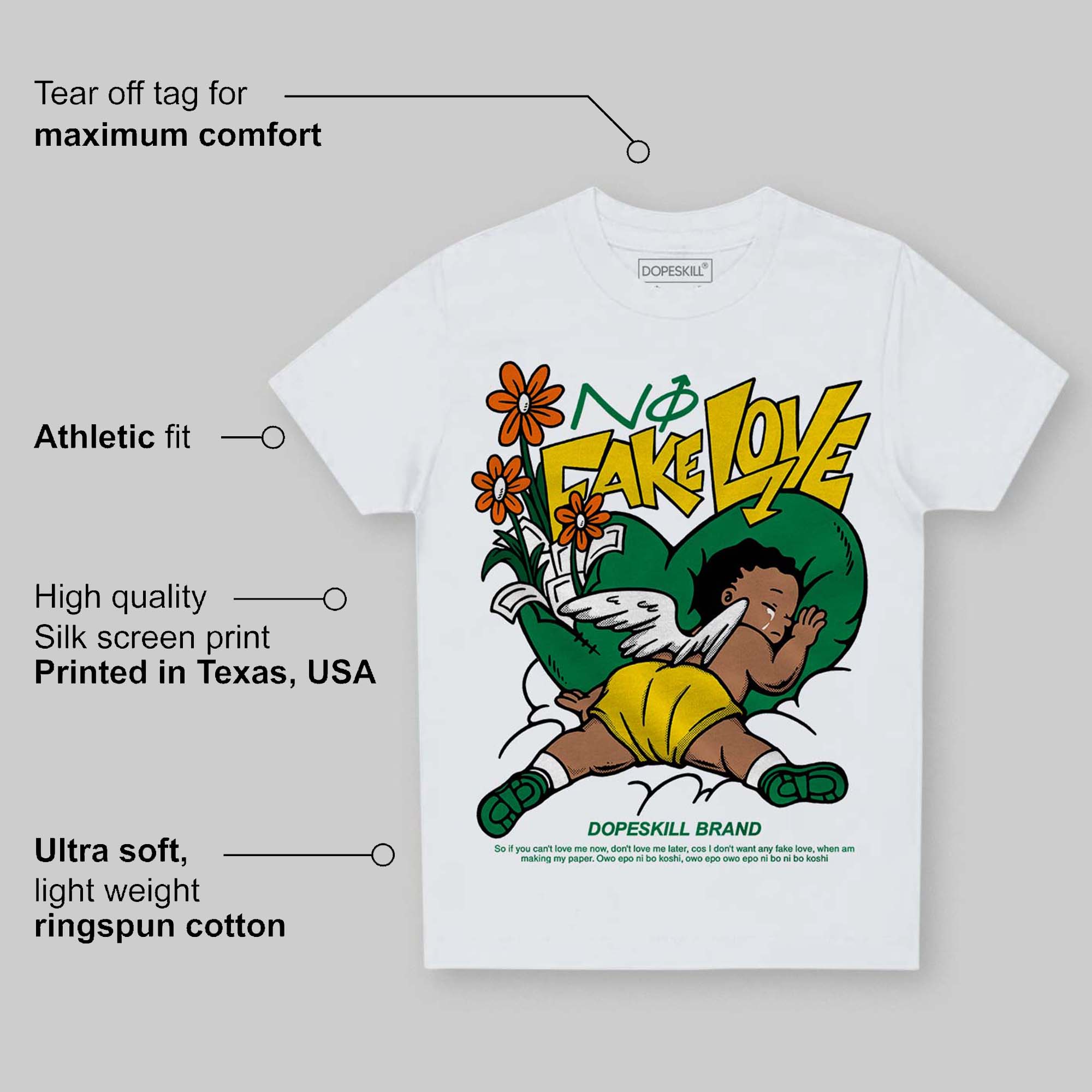 Green Collection superstreetwear Toddler Kids T-shirt No Fake Love Graphic