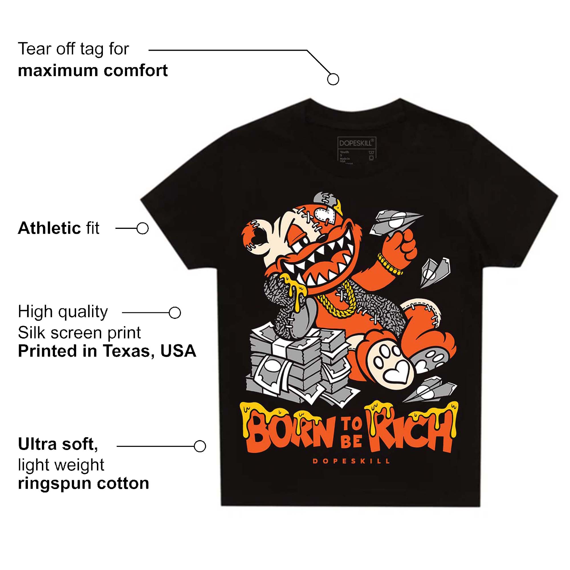 Georgia Peach 3s superstreetwear Toddler Kids T-shirt Born To Be Rich Graphic