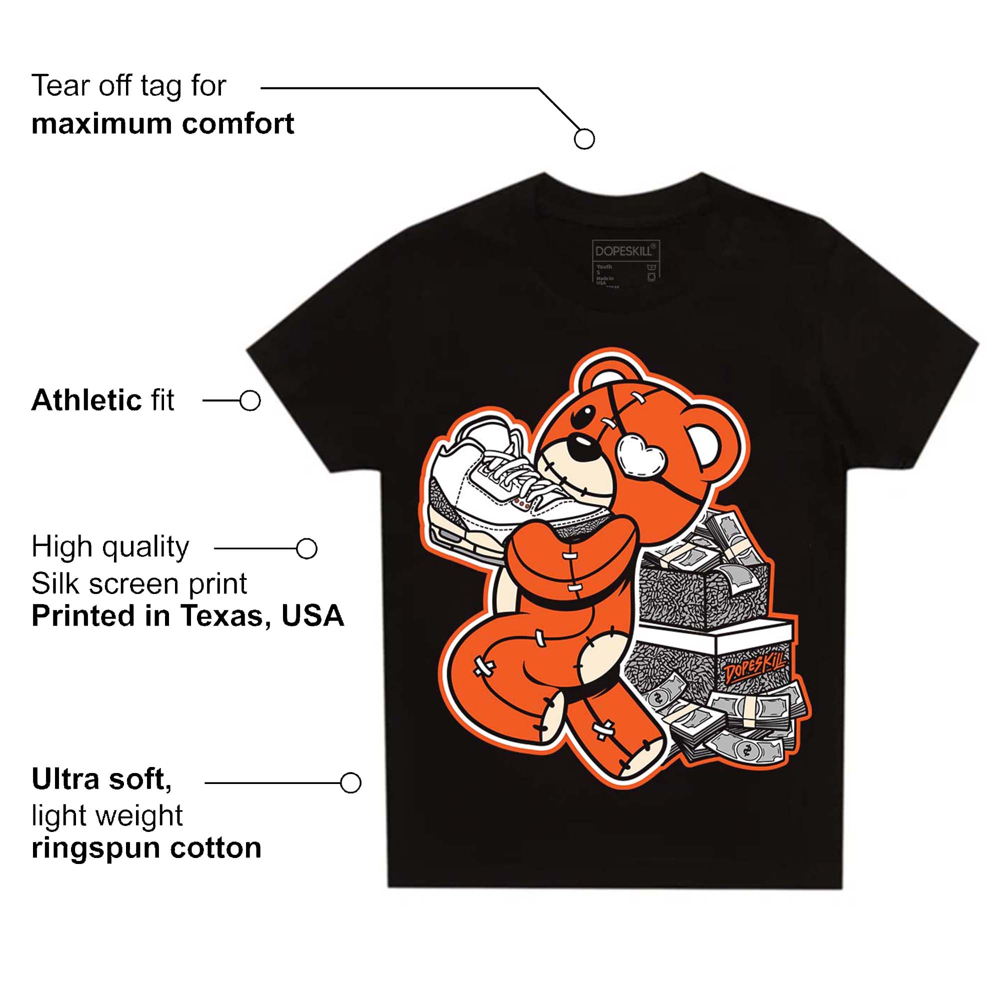 Georgia Peach 3s superstreetwear Toddler Kids T-shirt Bear Steals Sneaker Graphic