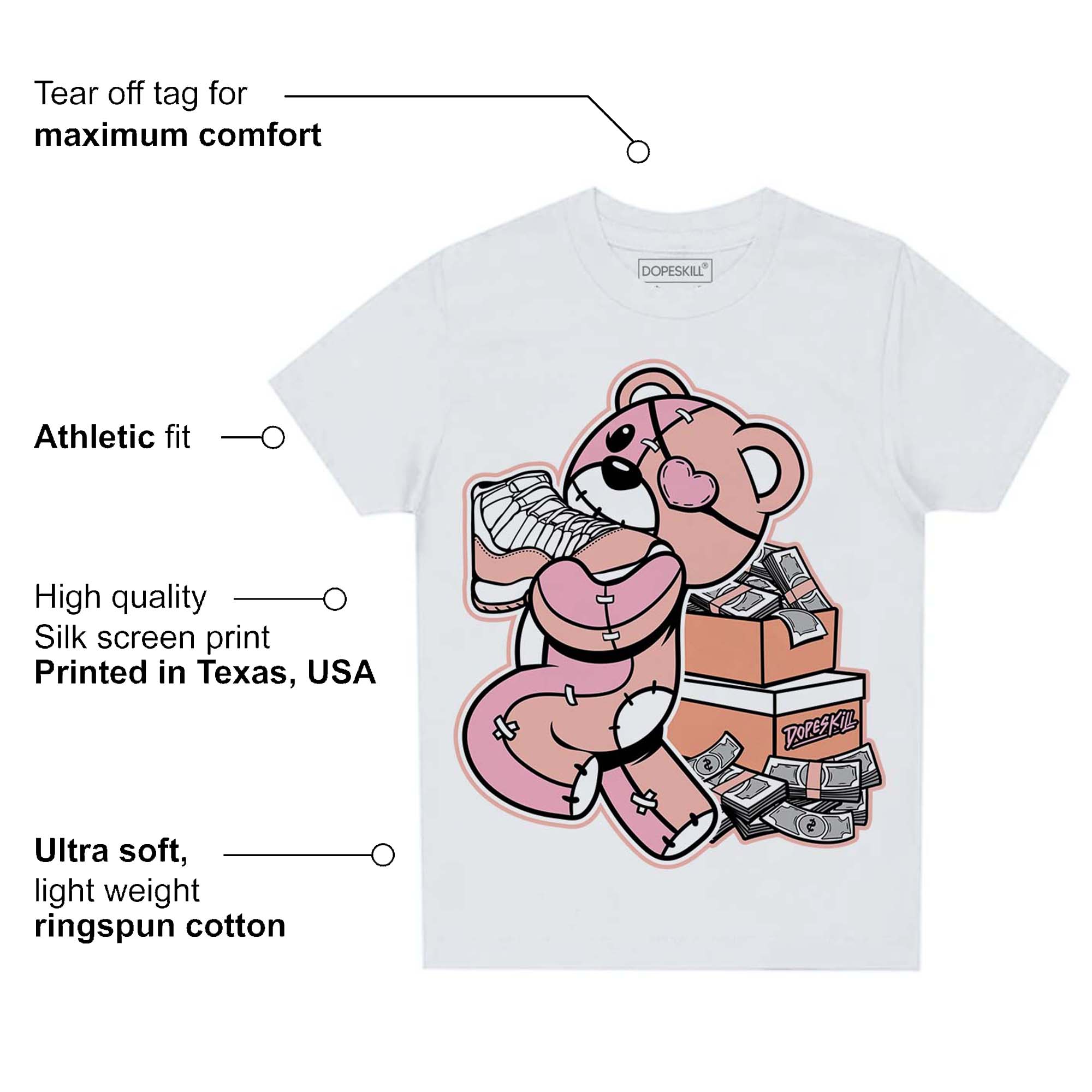 Legend Pink 11s superstreetwear Toddler Kids T-shirt Bear Steals Sneaker Graphic