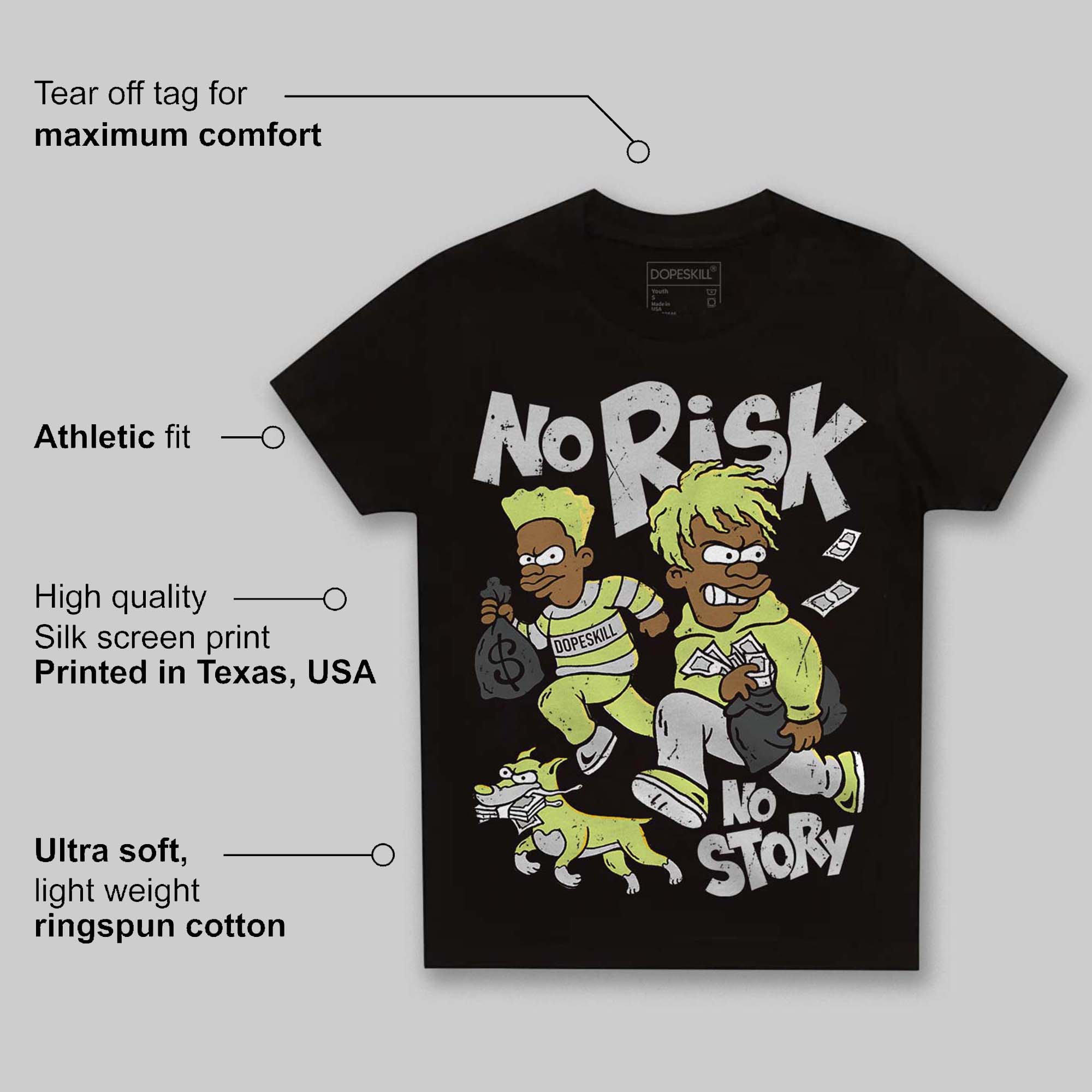 Light Lemon Twist 4s superstreetwear Toddler Kids T-shirt No Risk No Story Graphic