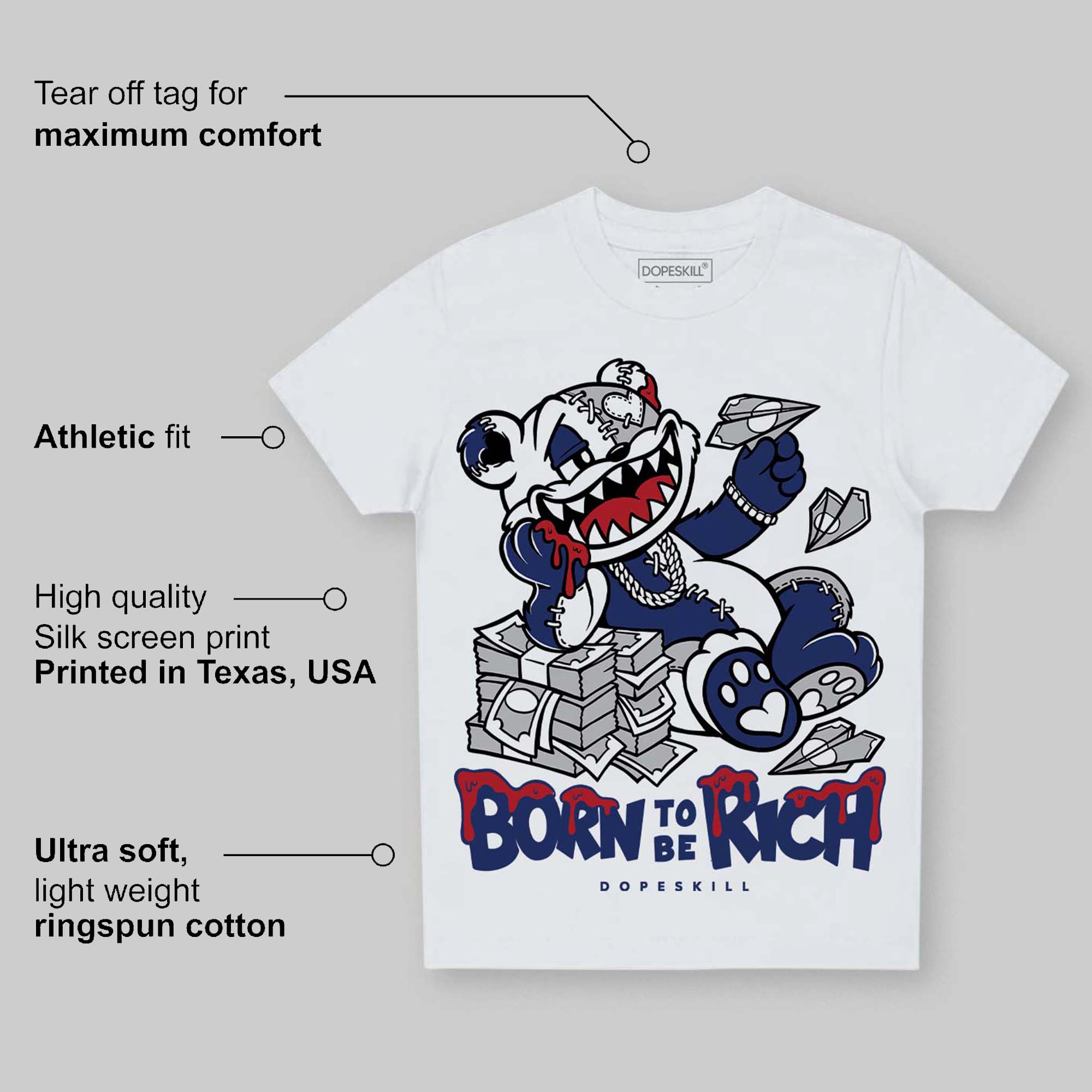 Rare Air Deep Royal Blue 1s superstreetwear Toddler Kids T-shirt Born To Be Rich Graphic