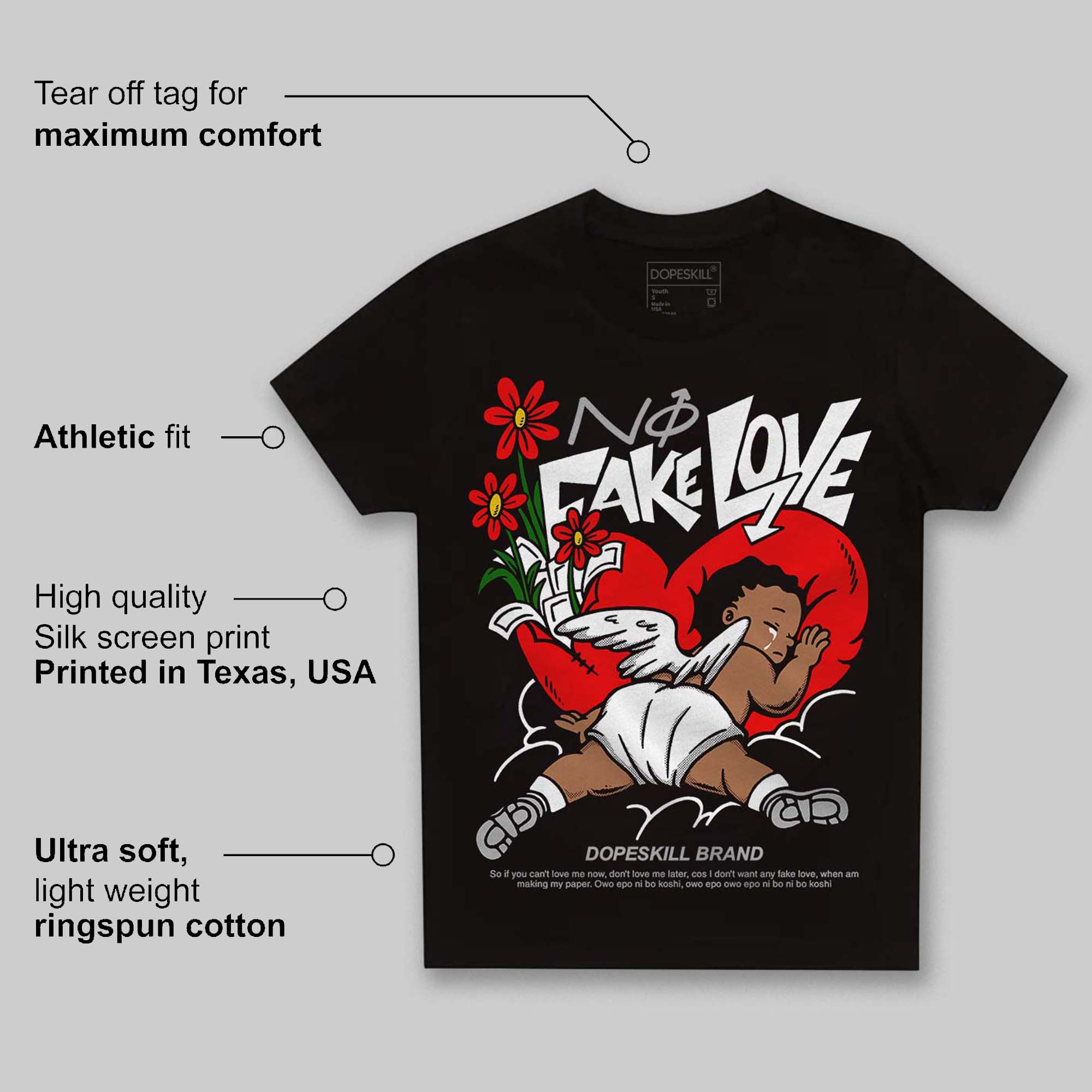 Panda White Black Dunk superstreetwear Toddler Kids T-shirt No Fake Love Graphic