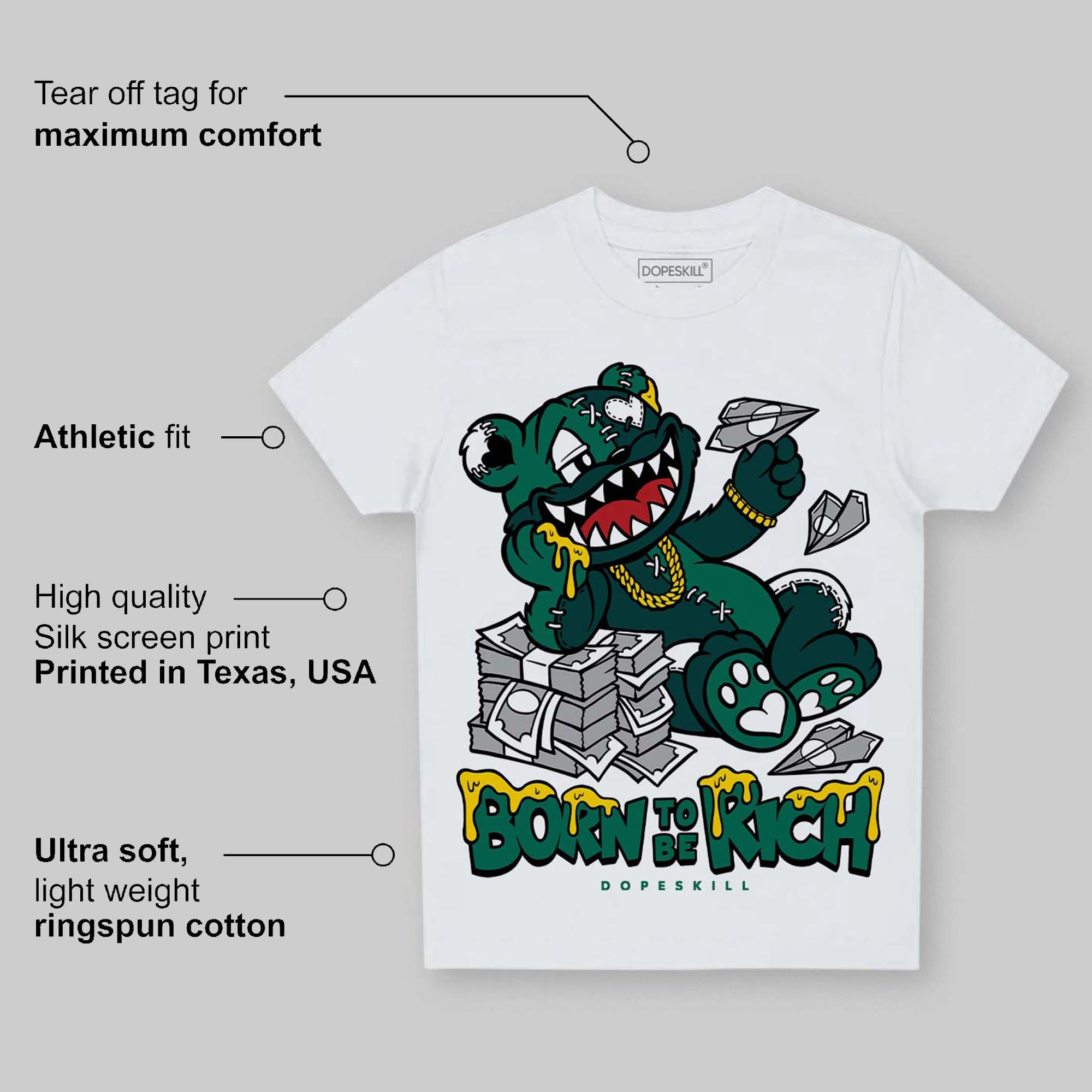 Oxidized Green 4s superstreetwear Toddler Kids T-shirt Born To Be Rich Graphic