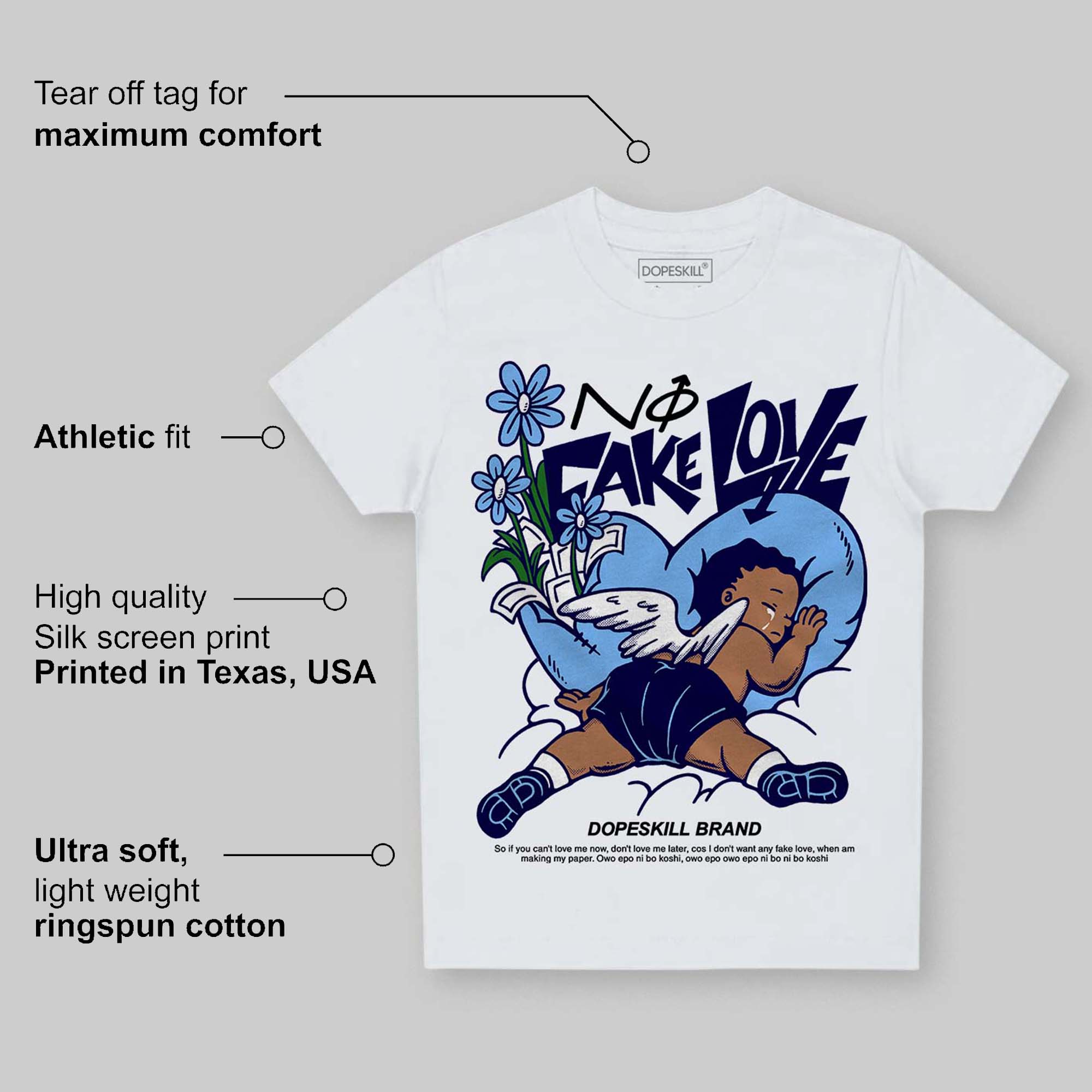 University Blue Collection superstreetwear Toddler Kids T-shirt No Fake Love Graphic