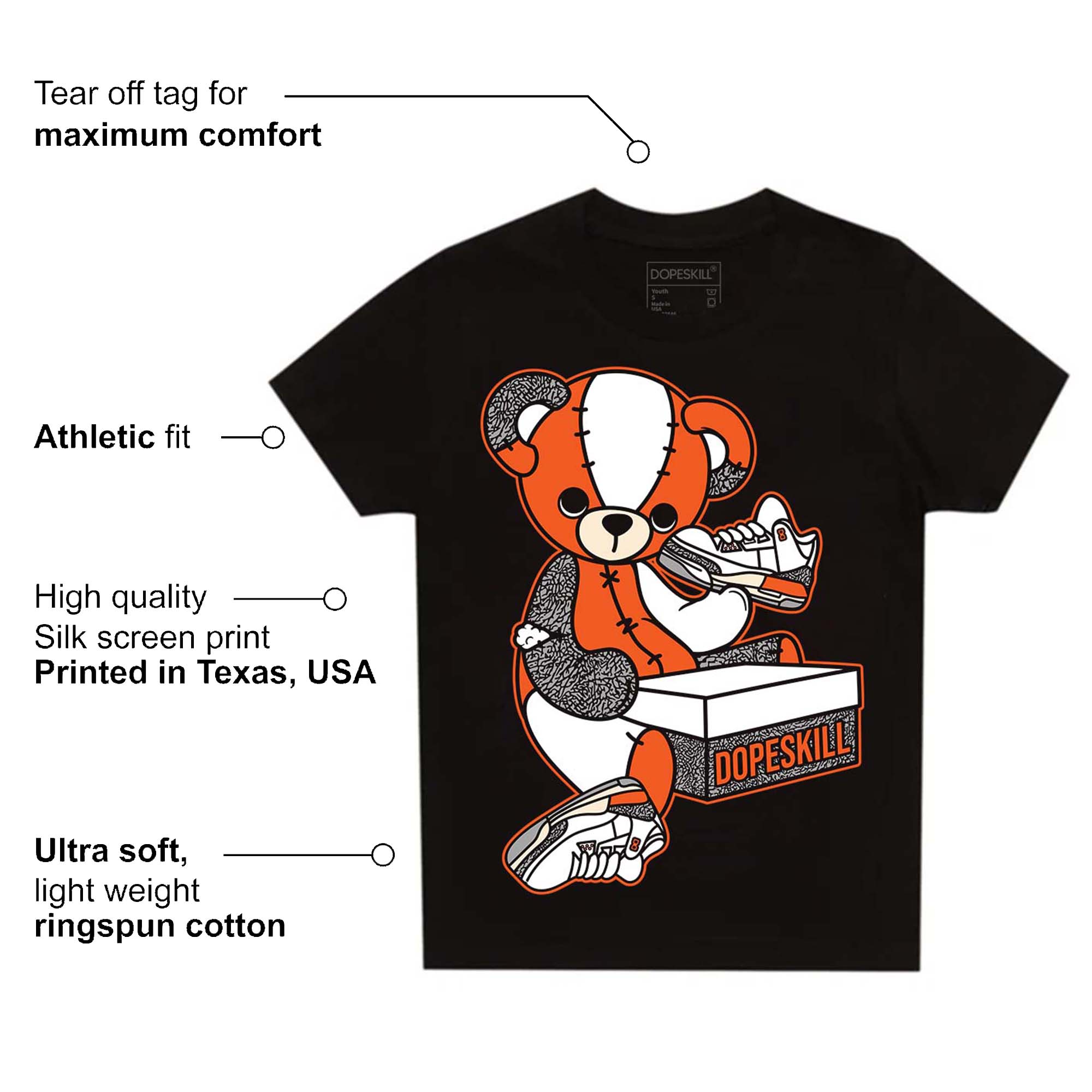 Georgia Peach 3s superstreetwear Toddler Kids T-shirt Sneakerhead BEAR Graphic