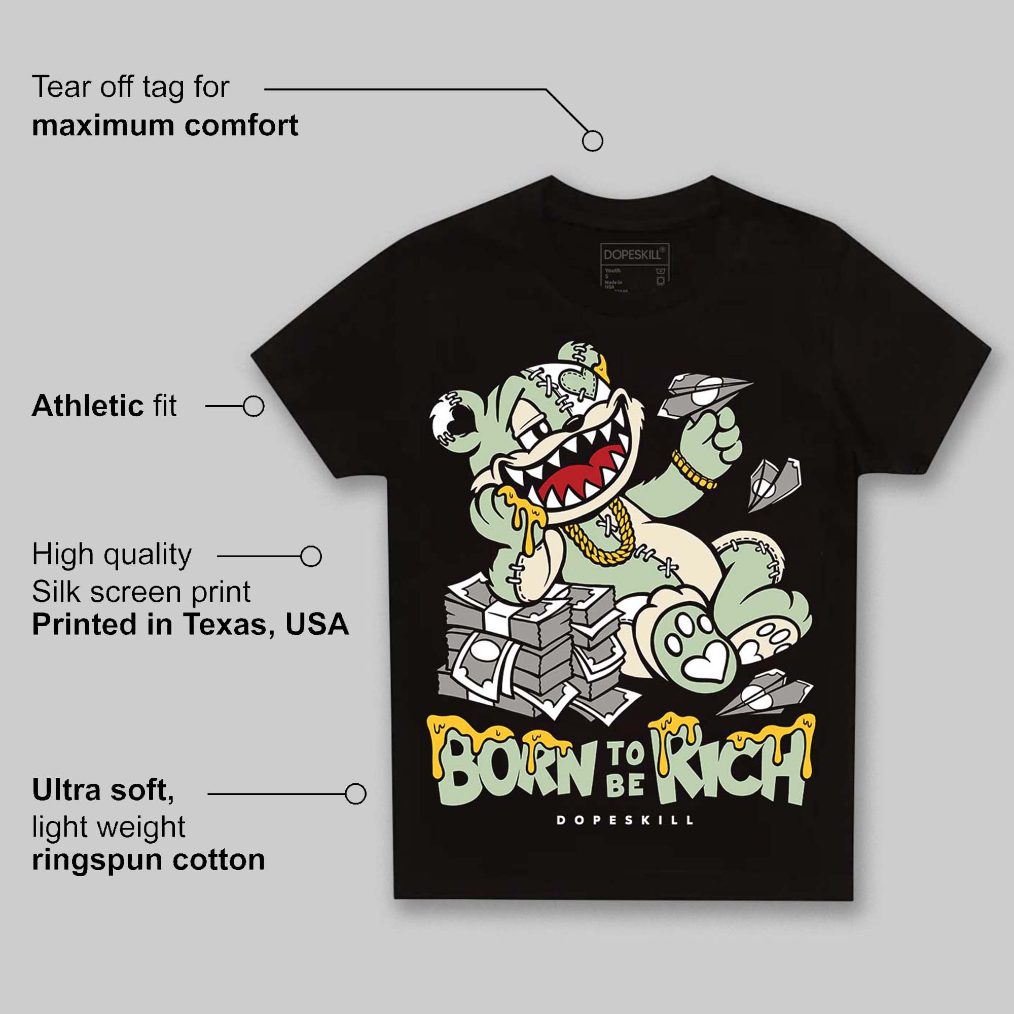 Seafoam 4s 2025 superstreetwear Toddler Kids T-shirt Born To Be Rich Graphic