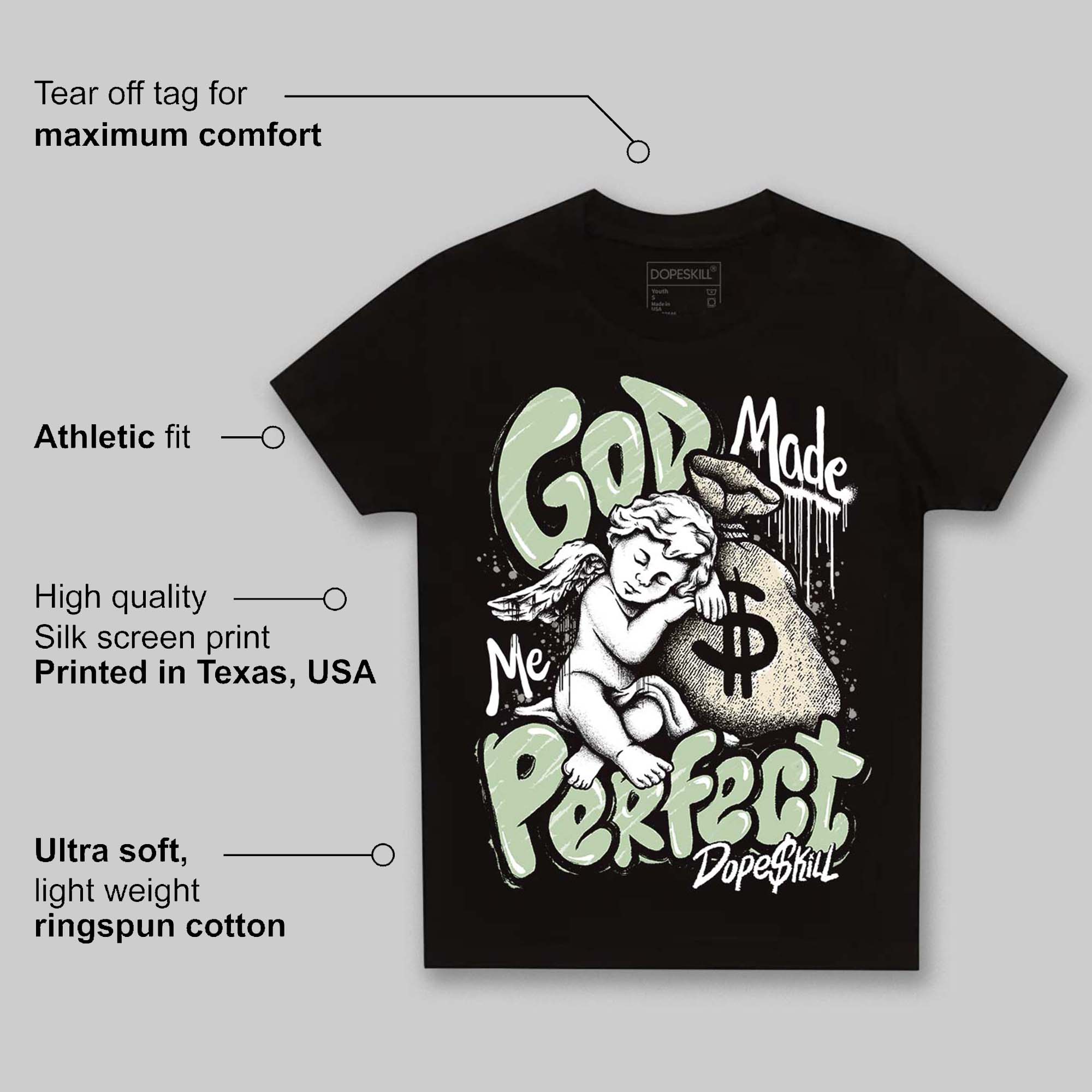 Seafoam 4s 2025 superstreetwear Toddler Kids T-shirt God Made Me Perfect Graphic