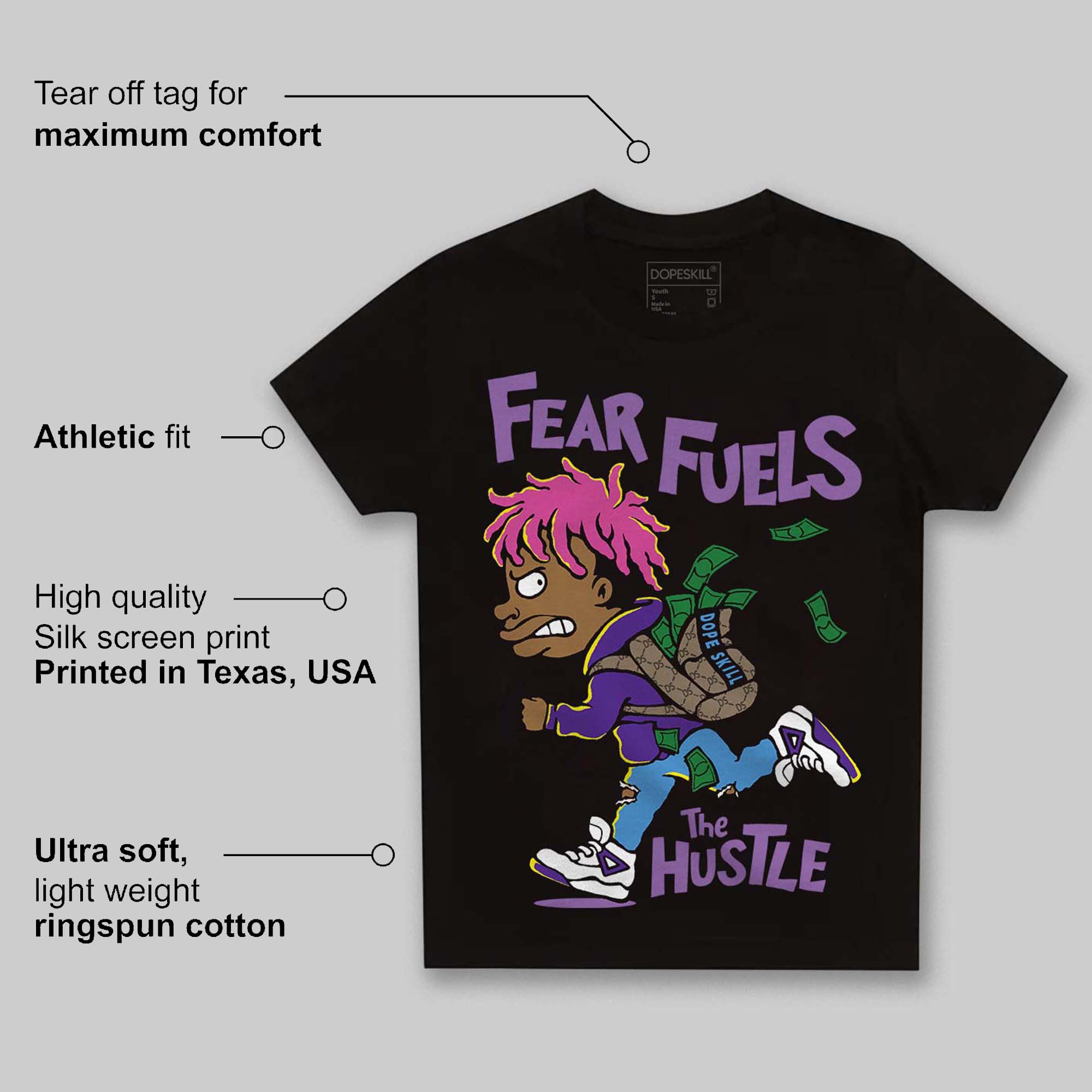 PURPLE Collection superstreetwear Toddler Kids T-shirt Fear Fuels The Hustle Graphic