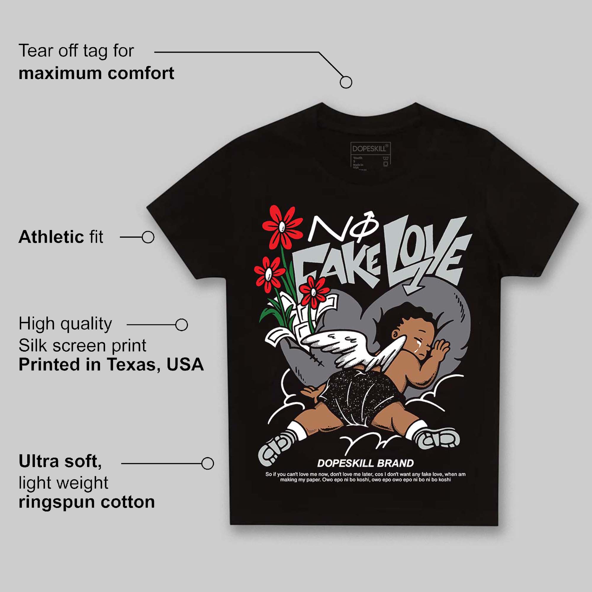 Fear 4s superstreetwear Toddler Kids T-shirt No Fake Love Graphic