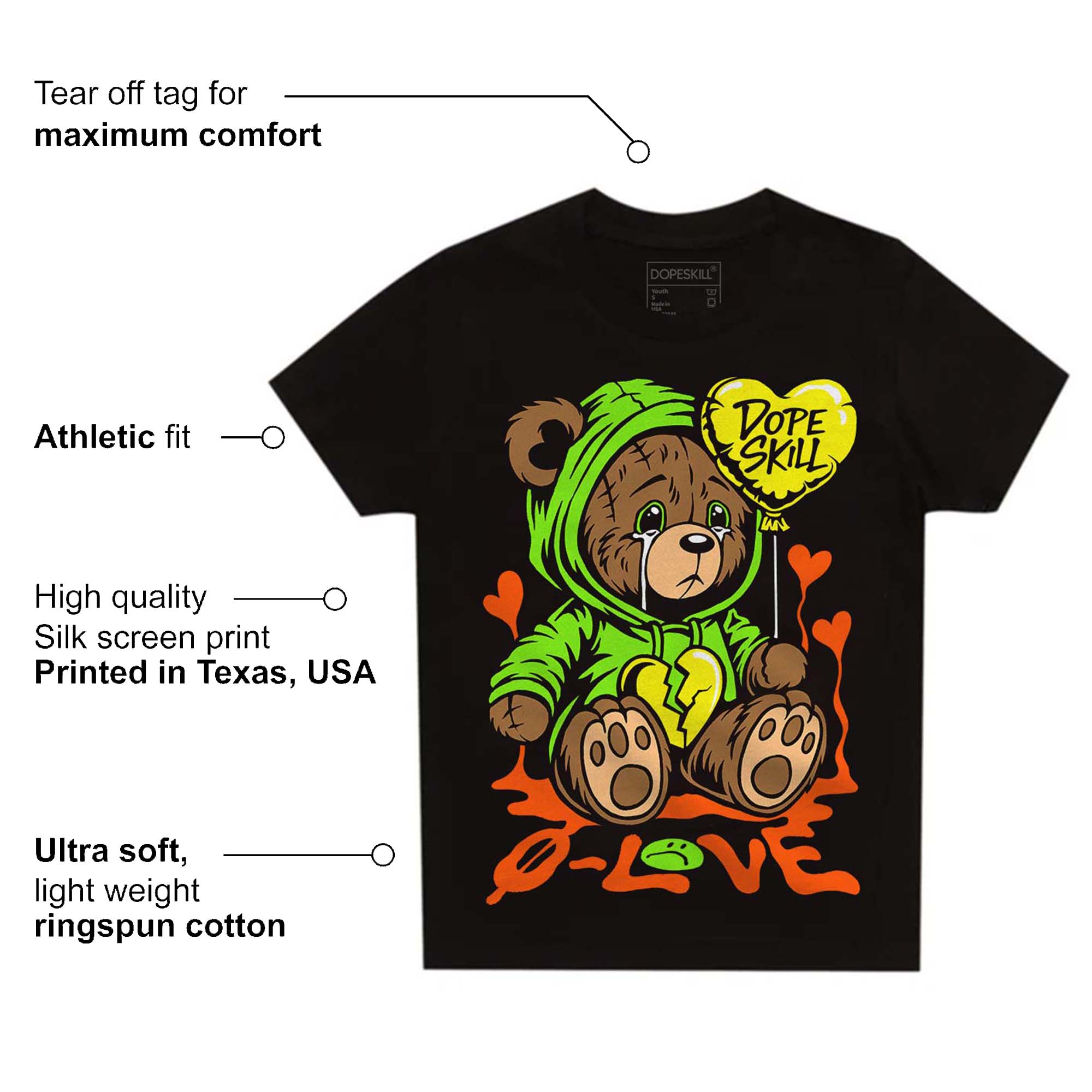 Neon Green Collection superstreetwear Toddler Kids T-shirt Broken Bear Graphic