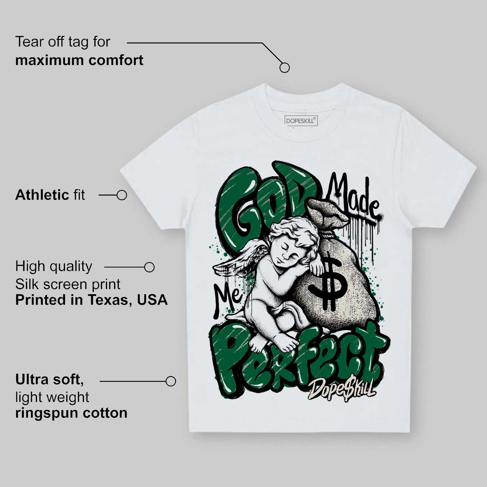 Pine Green 13s superstreetwear Toddler Kids T-shirt God Made Me Perfect Graphic