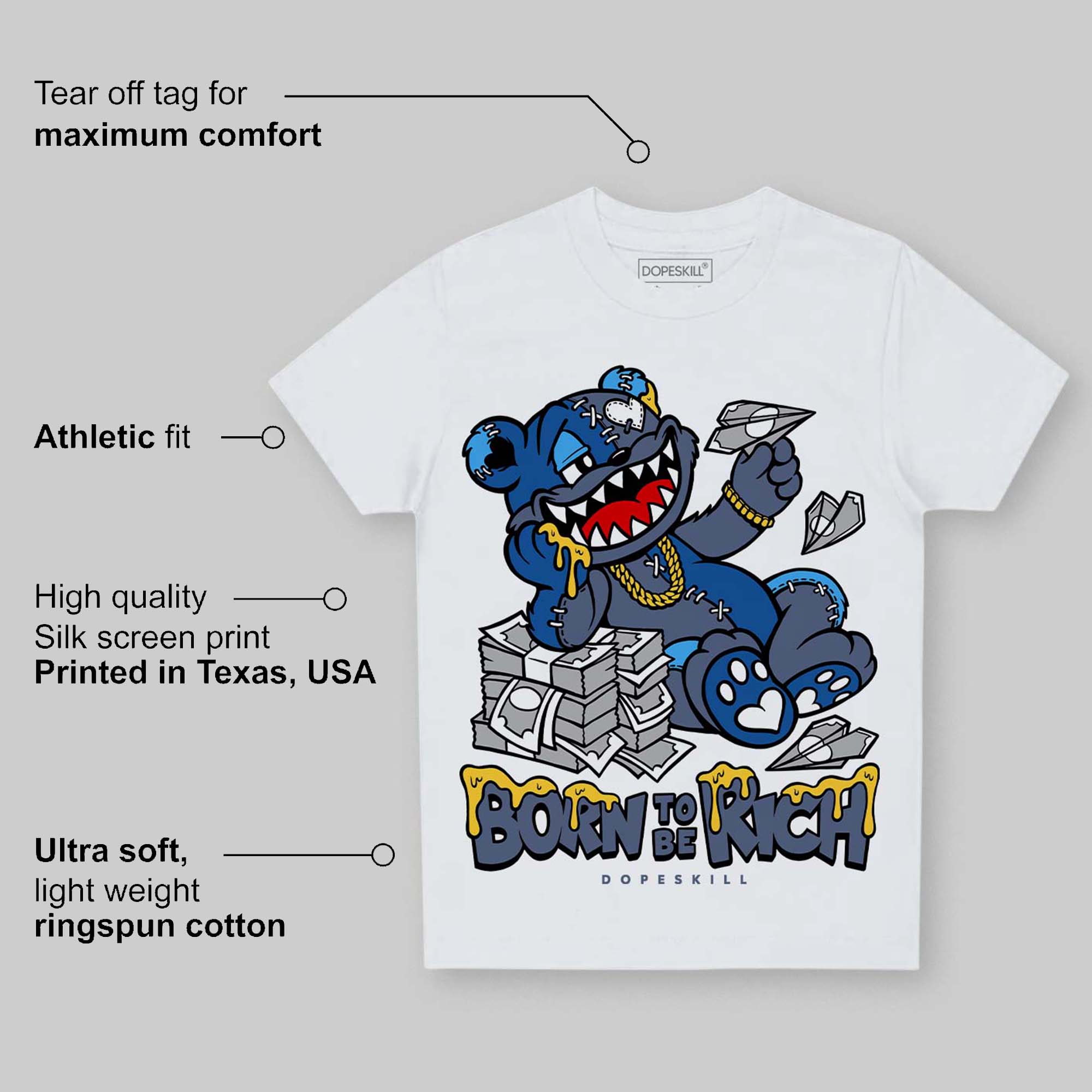 Diffused Blue 11s superstreetwear Toddler Kids T-shirt Born To Be Rich Graphic