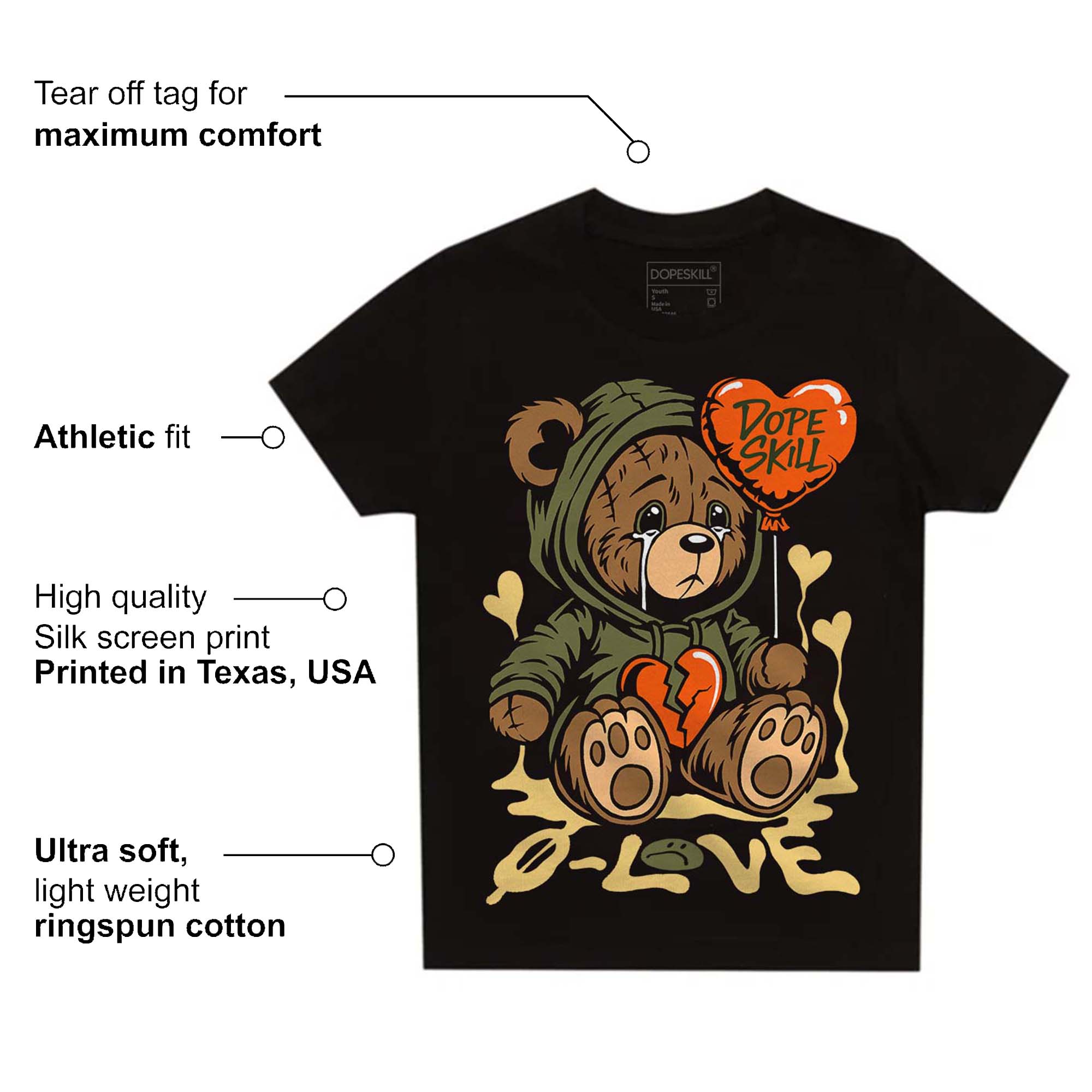 Craft Olive 4s superstreetwear Toddler Kids T-shirt Broken Bear Graphic