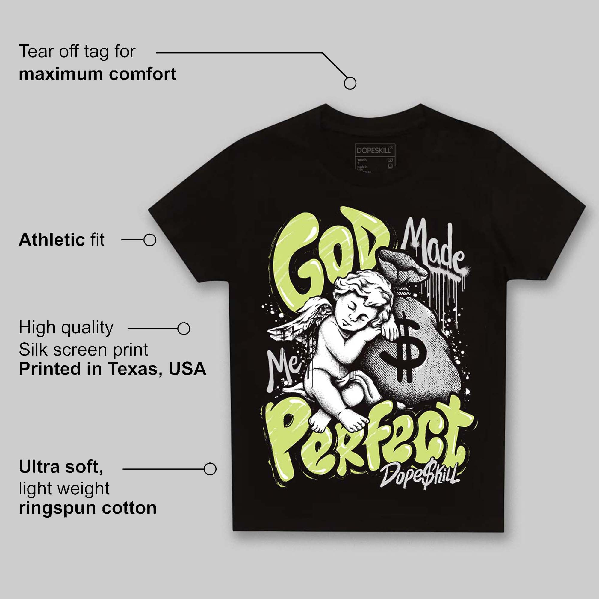 Light Lemon Twist 4s superstreetwear Toddler Kids T-shirt God Made Me Perfect Graphic