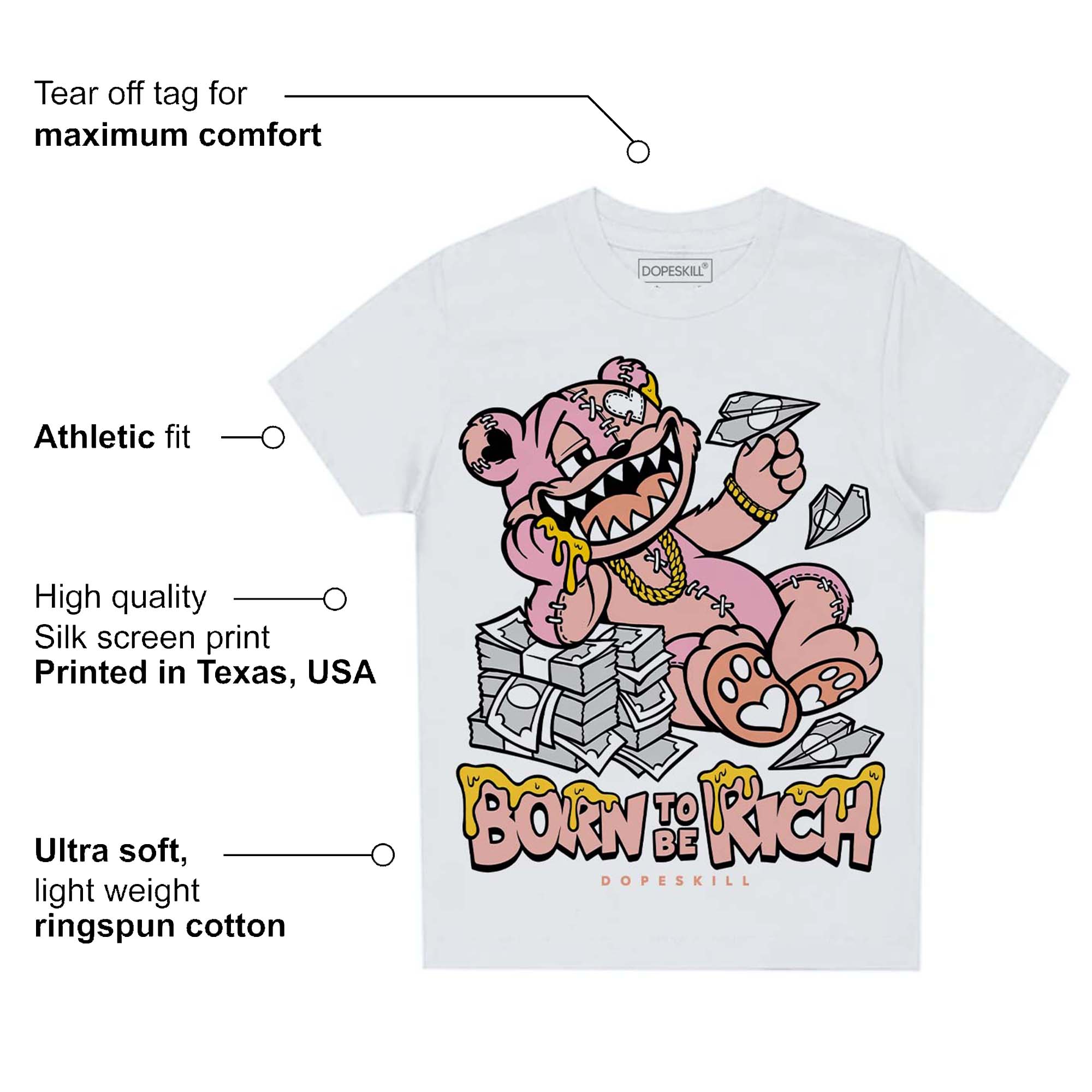 Legend Pink 11s superstreetwear Toddler Kids T-shirt Born To Be Rich Graphic