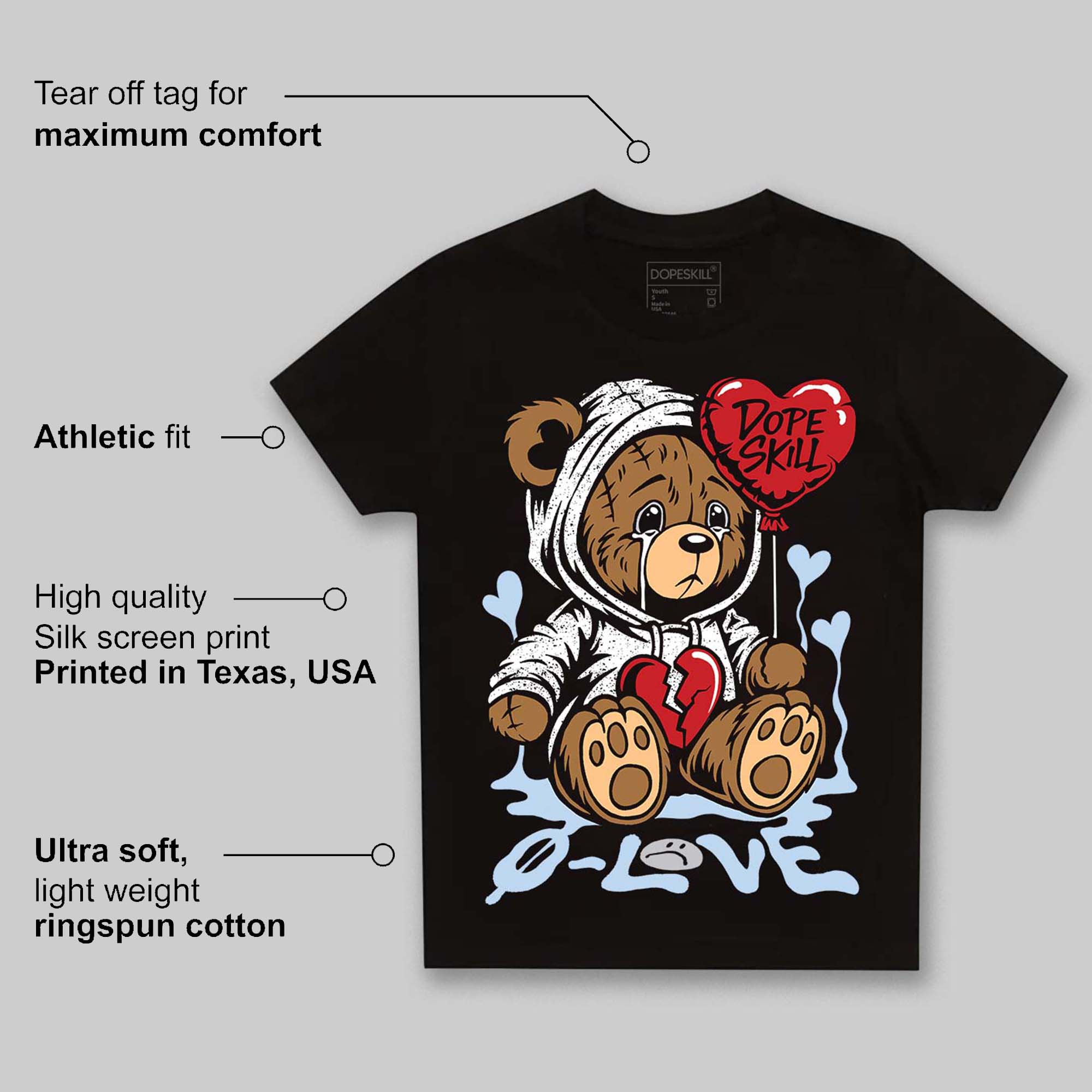 Black Metallic Reimagined 5s superstreetwear Toddler Kids T-shirt Broken Bear Graphic