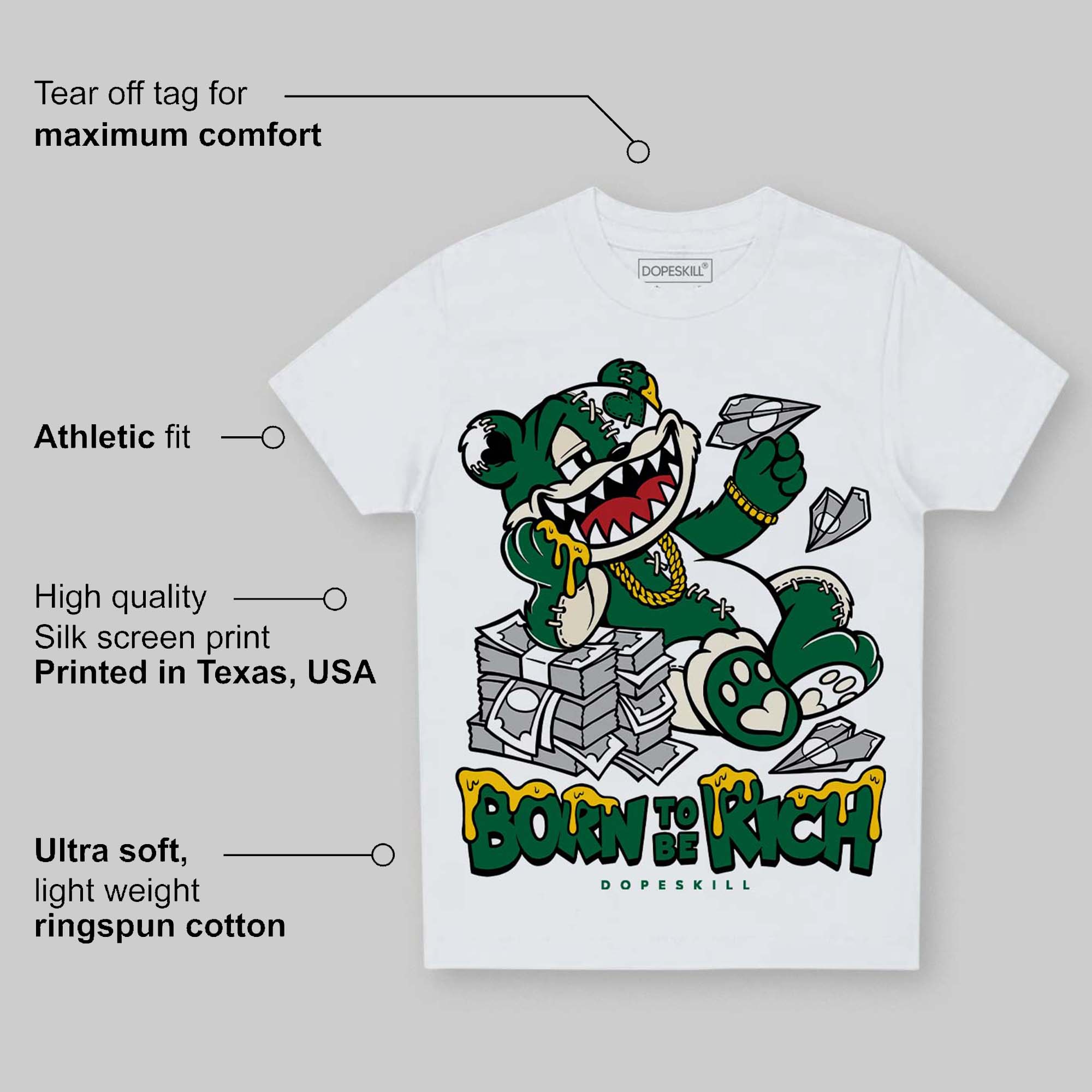 Pine Green 13s superstreetwear Toddler Kids T-shirt Born To Be Rich Graphic