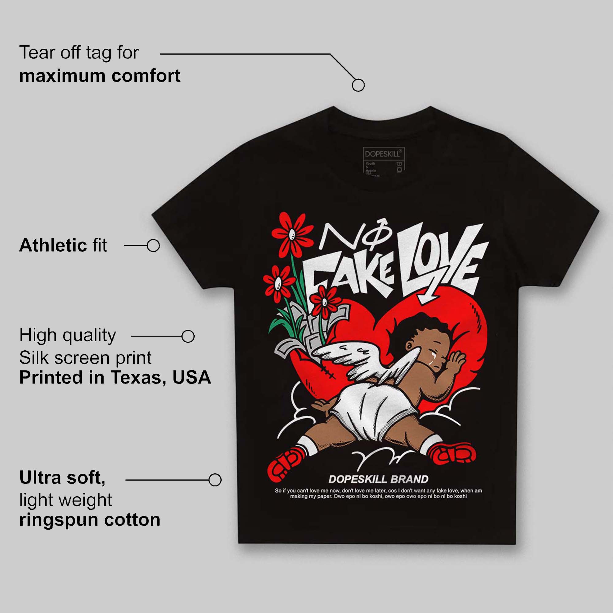 Black and White Collection superstreetwear Toddler Kids T-shirt No Fake Love Graphic