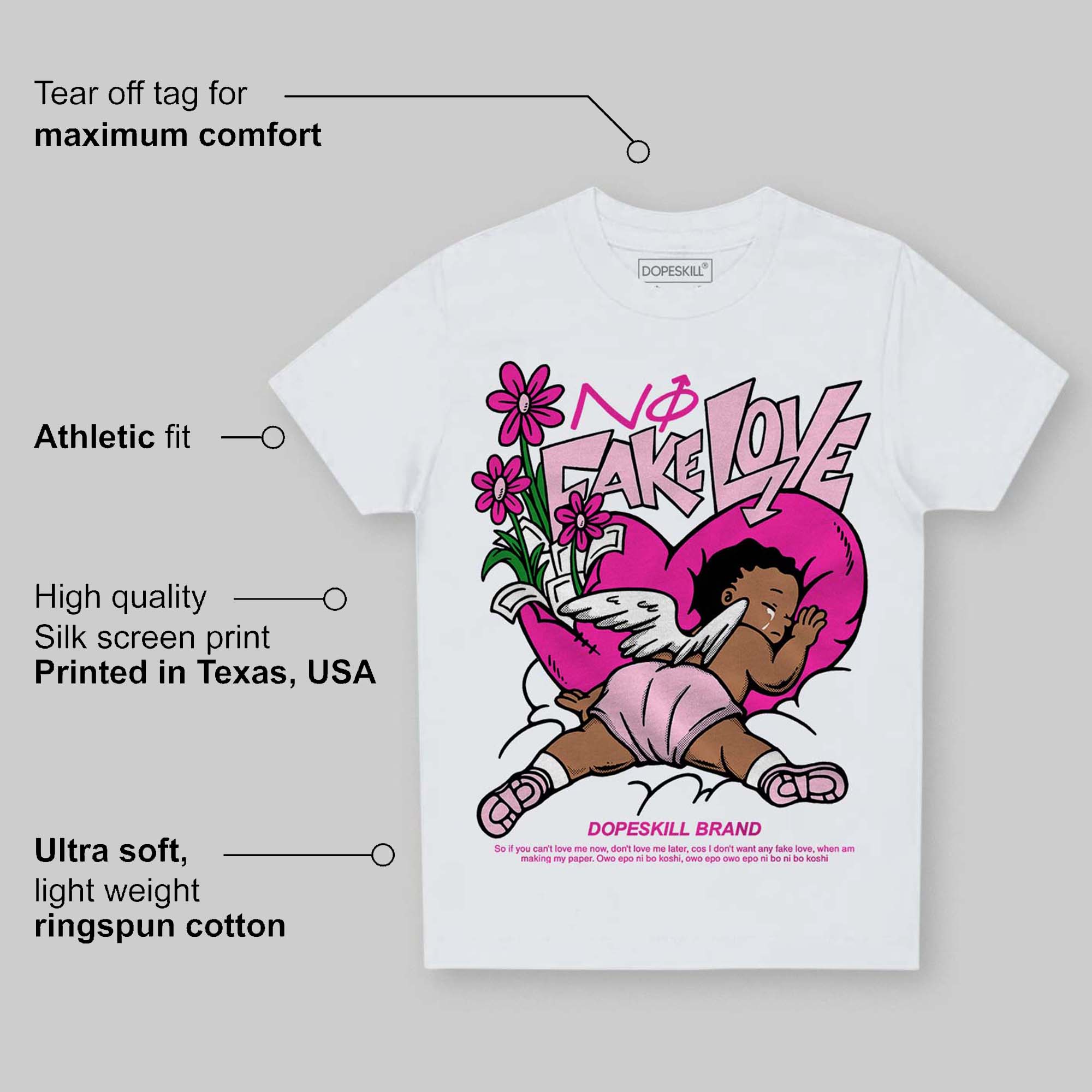 Triple Pink Dunk superstreetwear Toddler Kids T-shirt No Fake Love Graphic