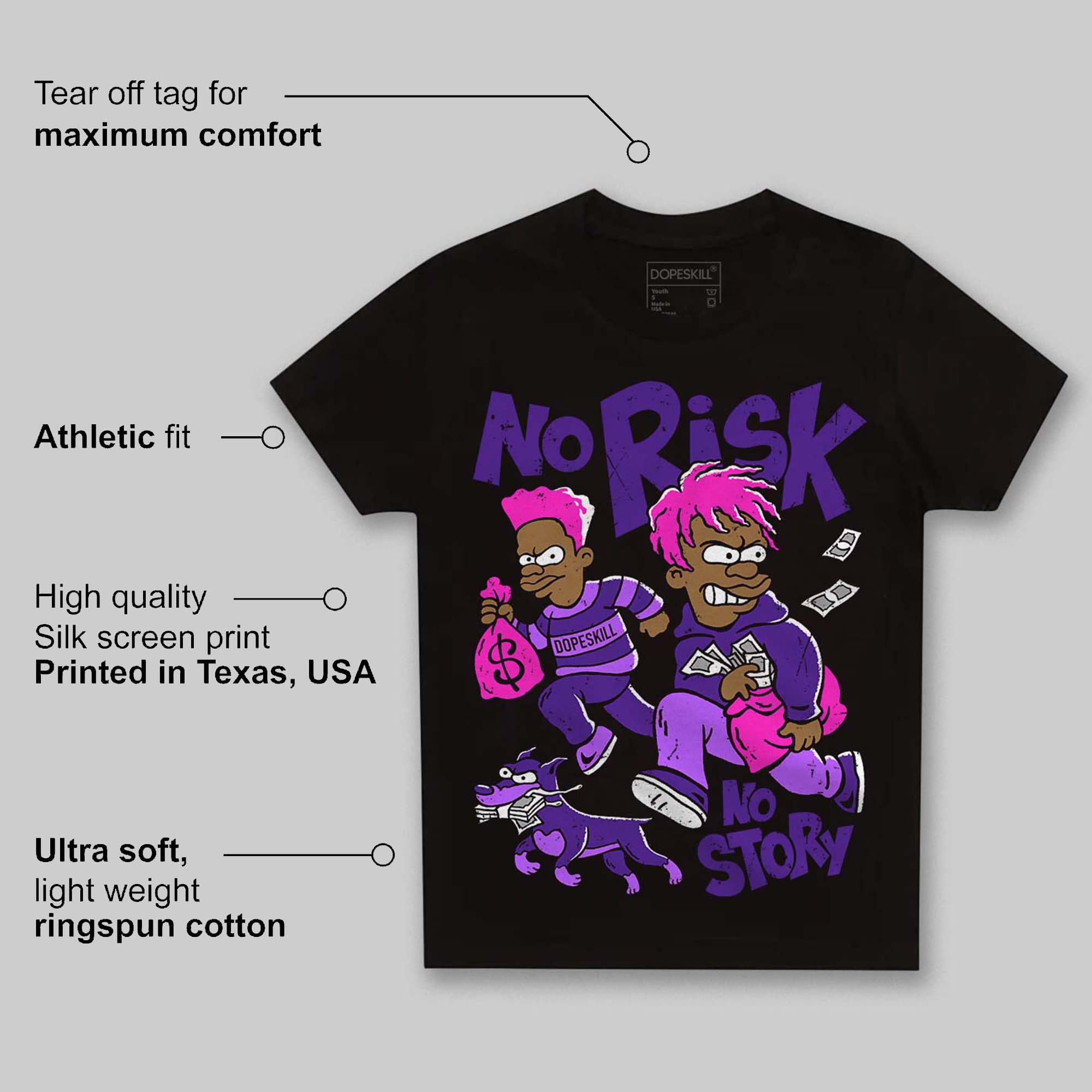 PURPLE Collection superstreetwear Toddler Kids T-shirt No Risk No Story Graphic