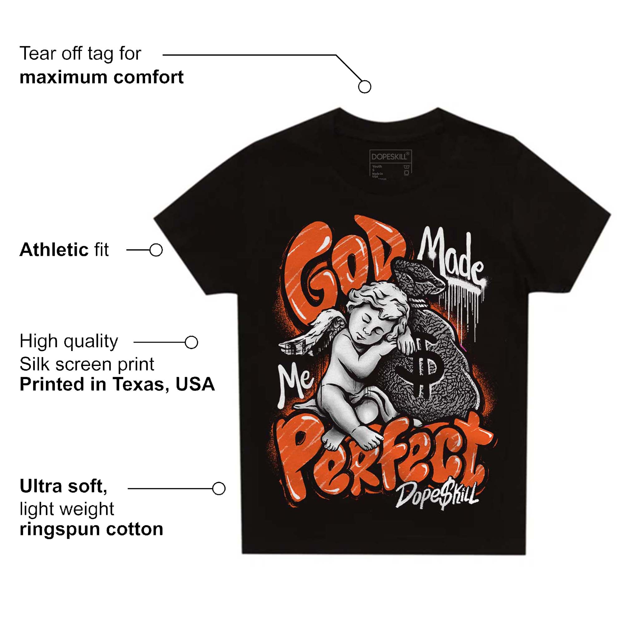 Georgia Peach 3s superstreetwear Toddler Kids T-shirt God Made Me Perfect Graphic
