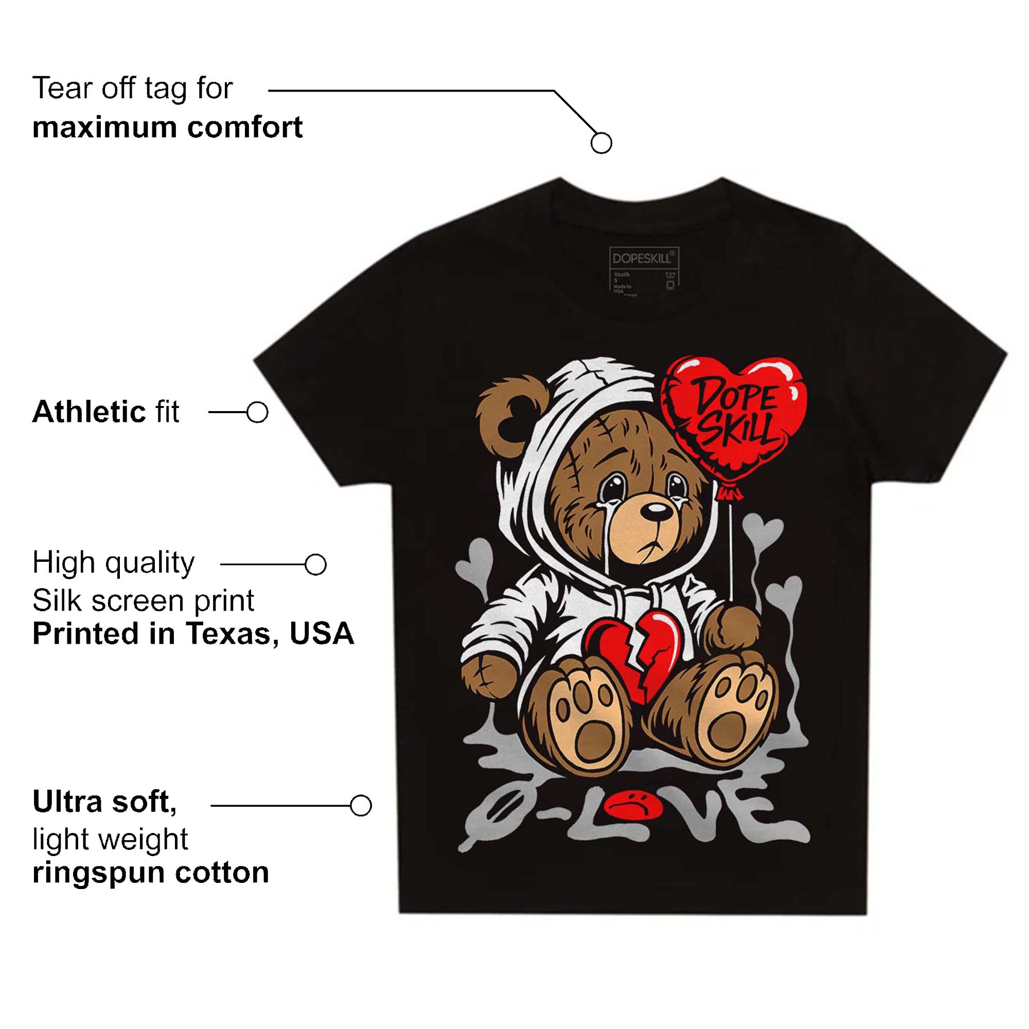 Black and White Collection superstreetwear Toddler Kids T-shirt Broken Bear Graphic