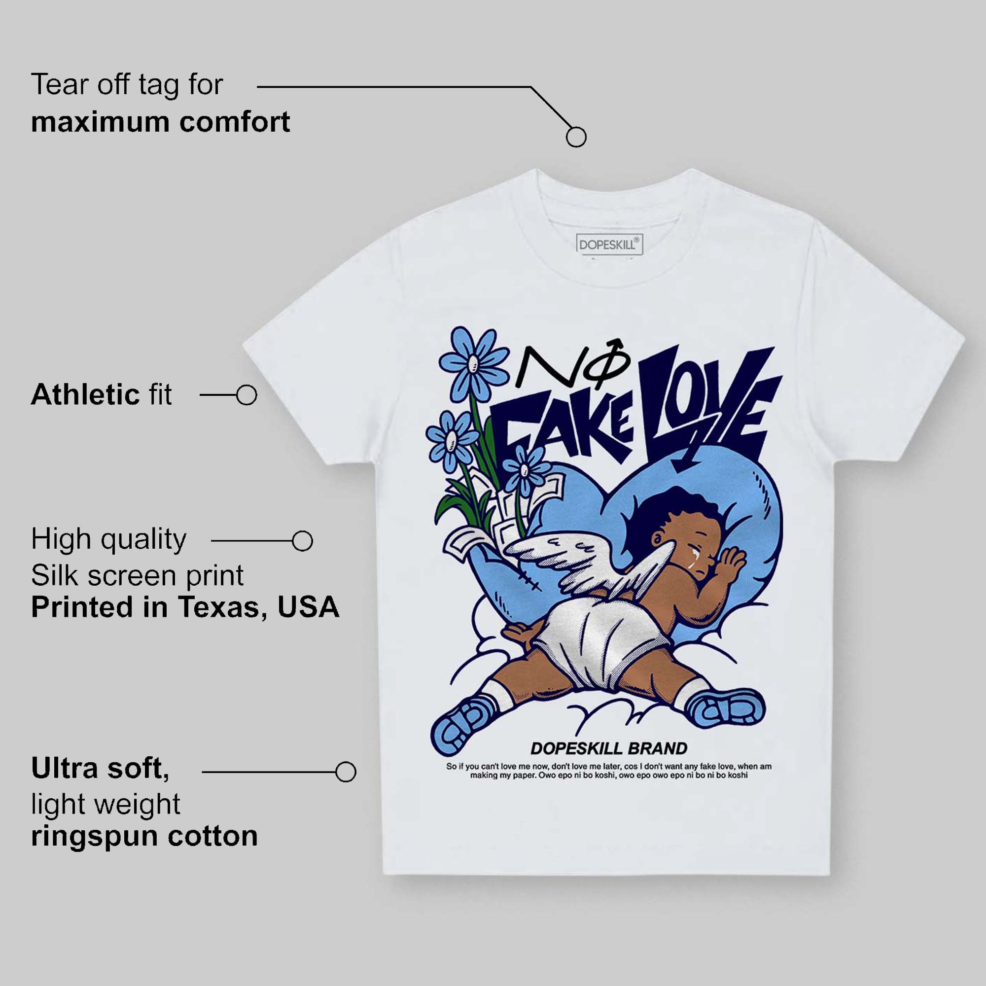 Powder Blue 9s superstreetwear Toddler Kids T-shirt No Fake Love Graphic