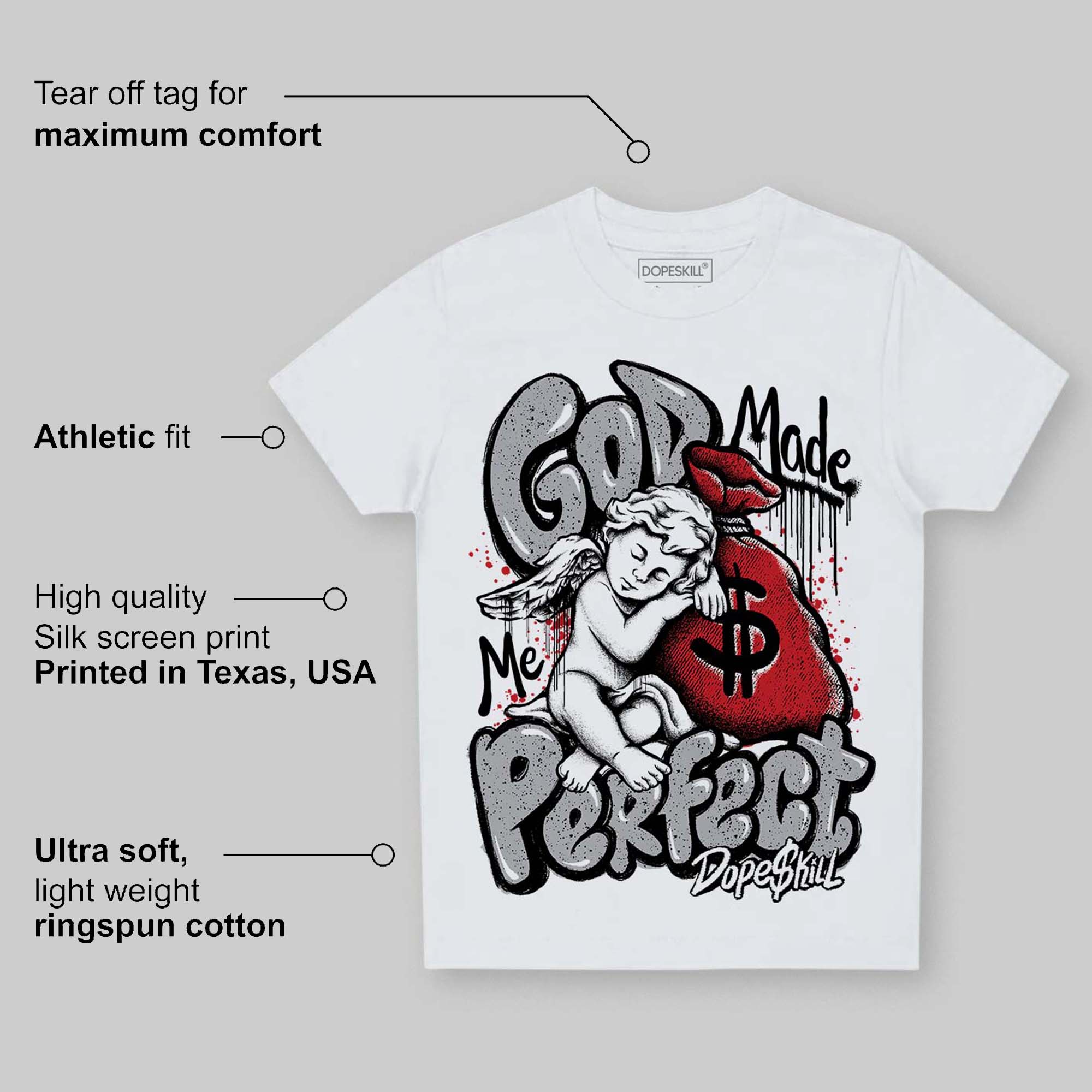 White Cement 4s superstreetwear Toddler Kids T-shirt God Made Me Perfect Graphic