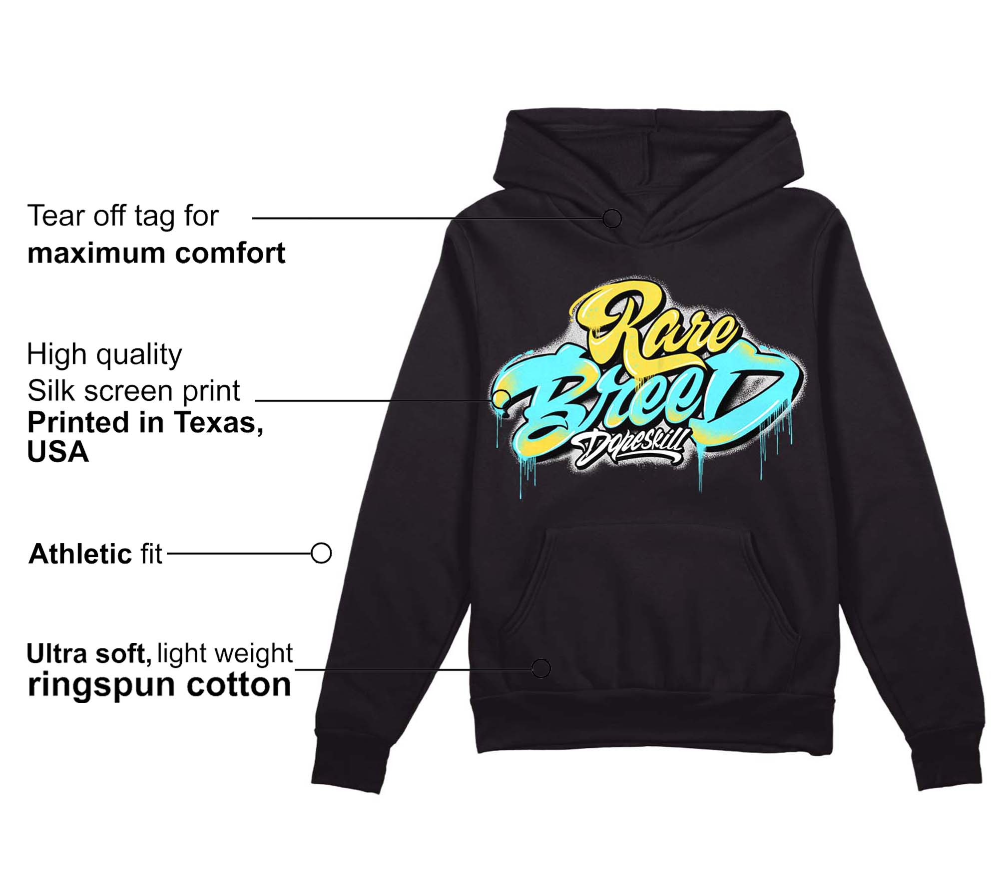 Aqua 5s superstreetwear Hoodie Sweatshirt Rare Breed Type Graphic
