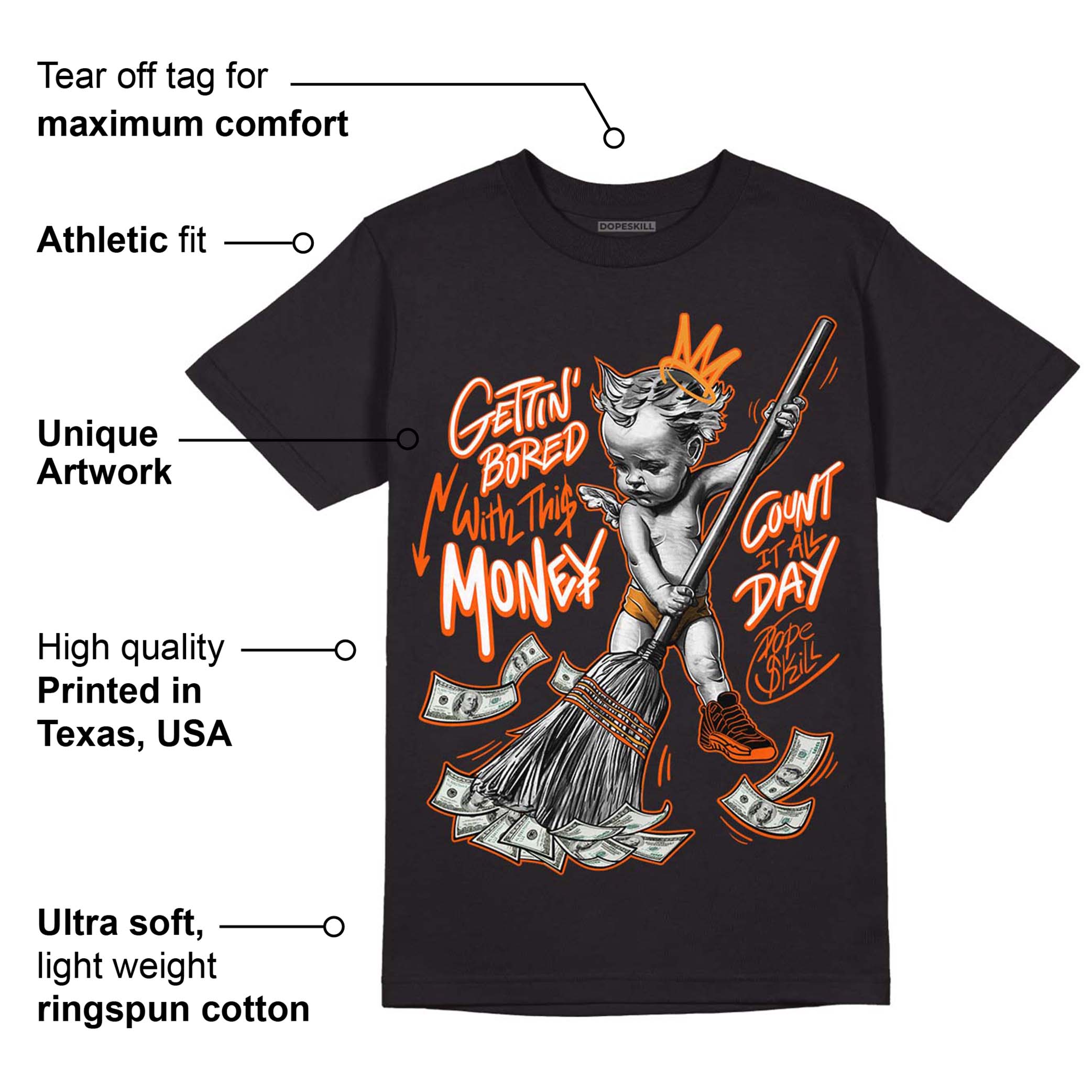 Brilliant Orange 12s superstreetwear T-Shirt Gettin Bored With This Money Graphic