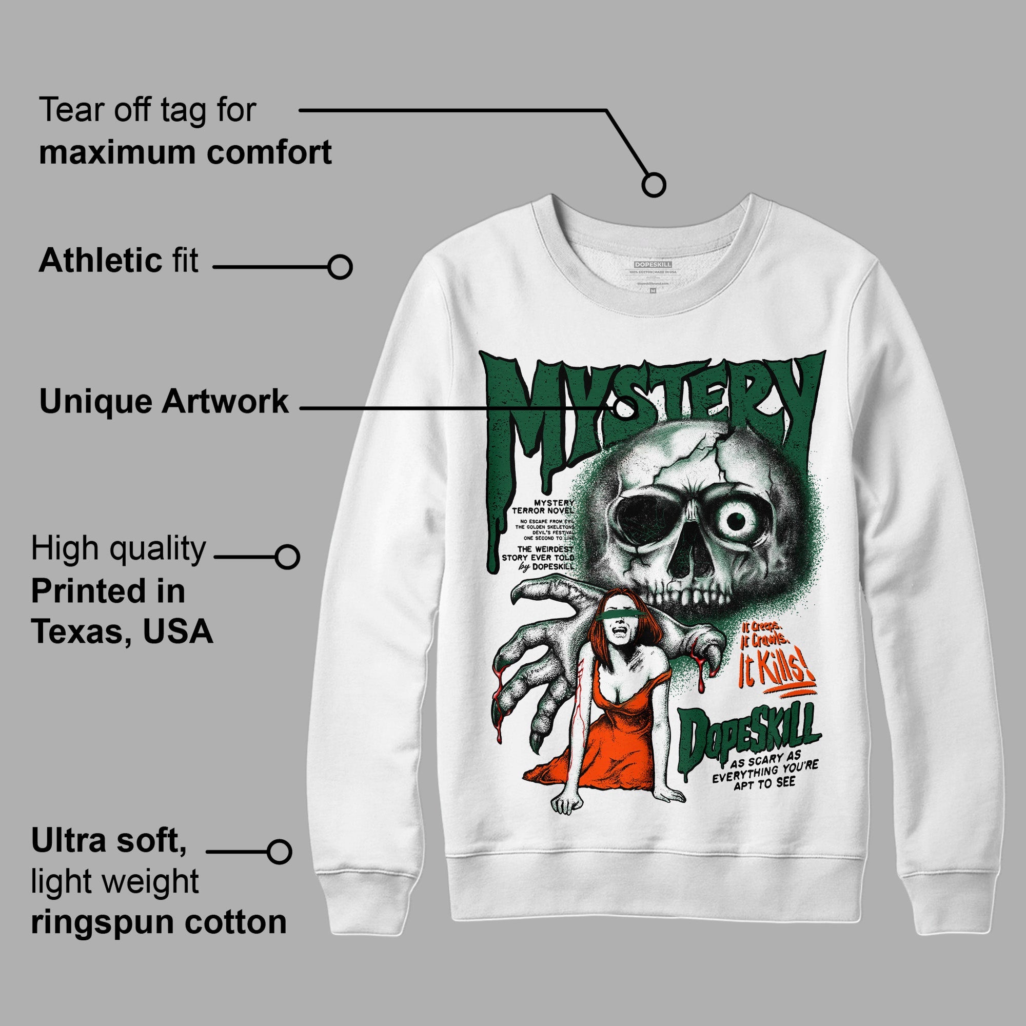 Dunk Team Dark Green Orange superstreetwear Sweatshirt Mystery Ghostly Grasp Graphic