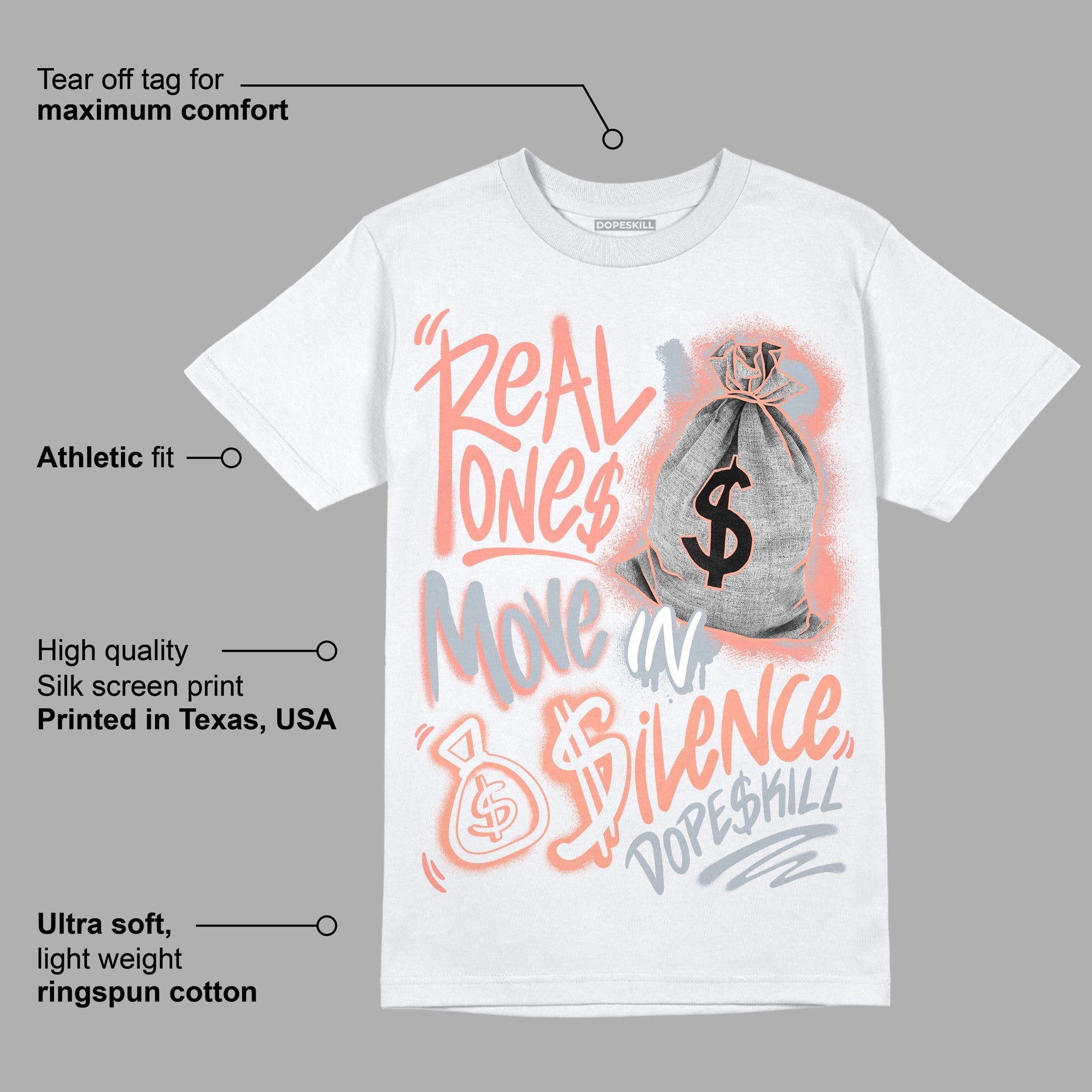 Crimson Bliss 5s superstreetwear T-Shirt Real Ones Move In Silence Graphic