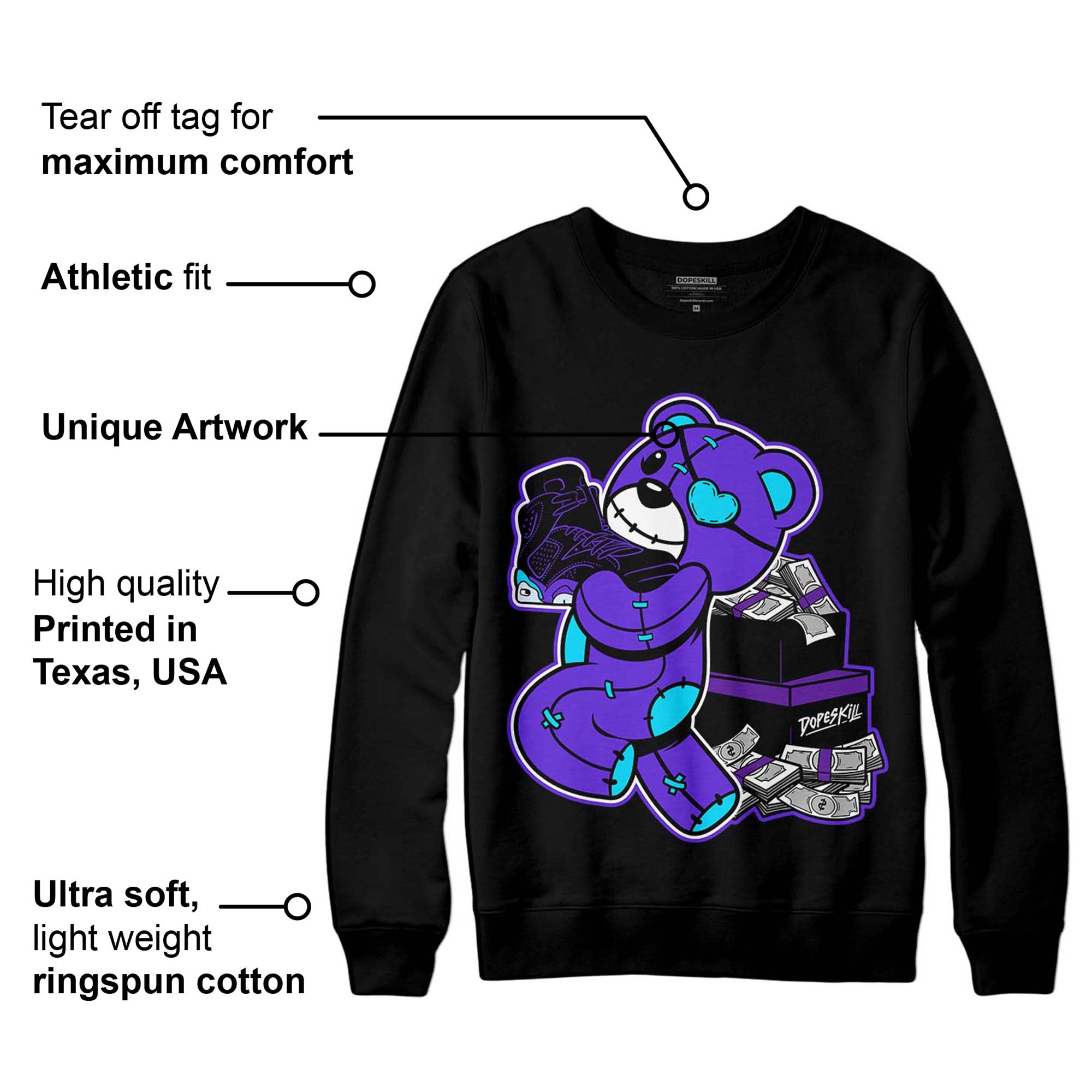Aqua 6s superstreetwear Sweatshirt Bear Steals Sneaker Graphic